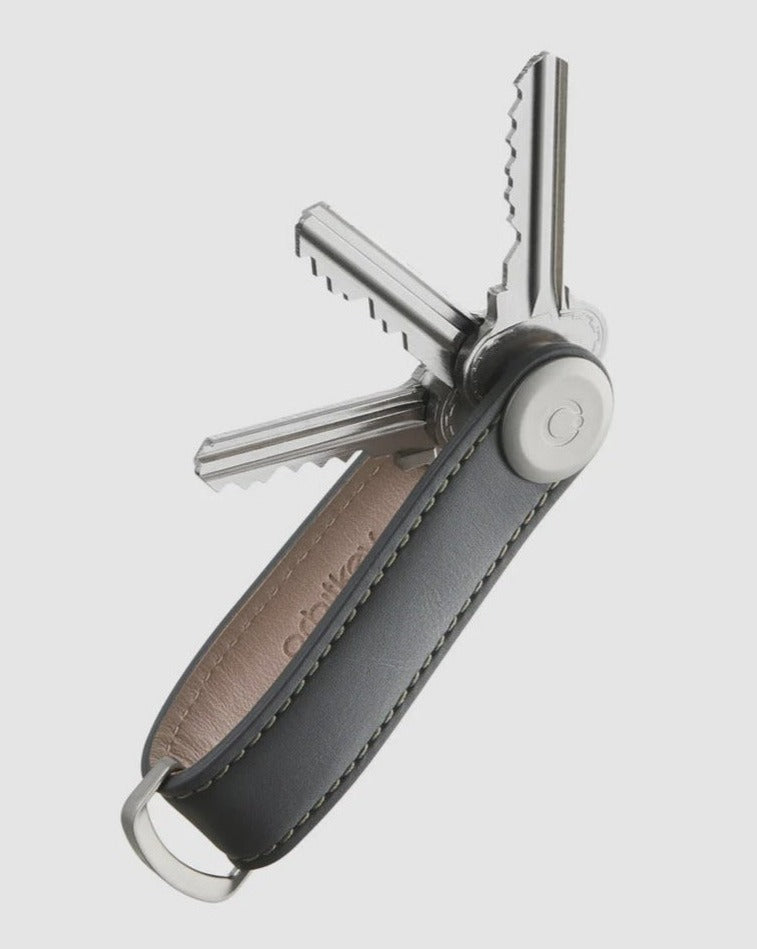 Orbitkey Leather Key Organiser - Charcoal/Grey