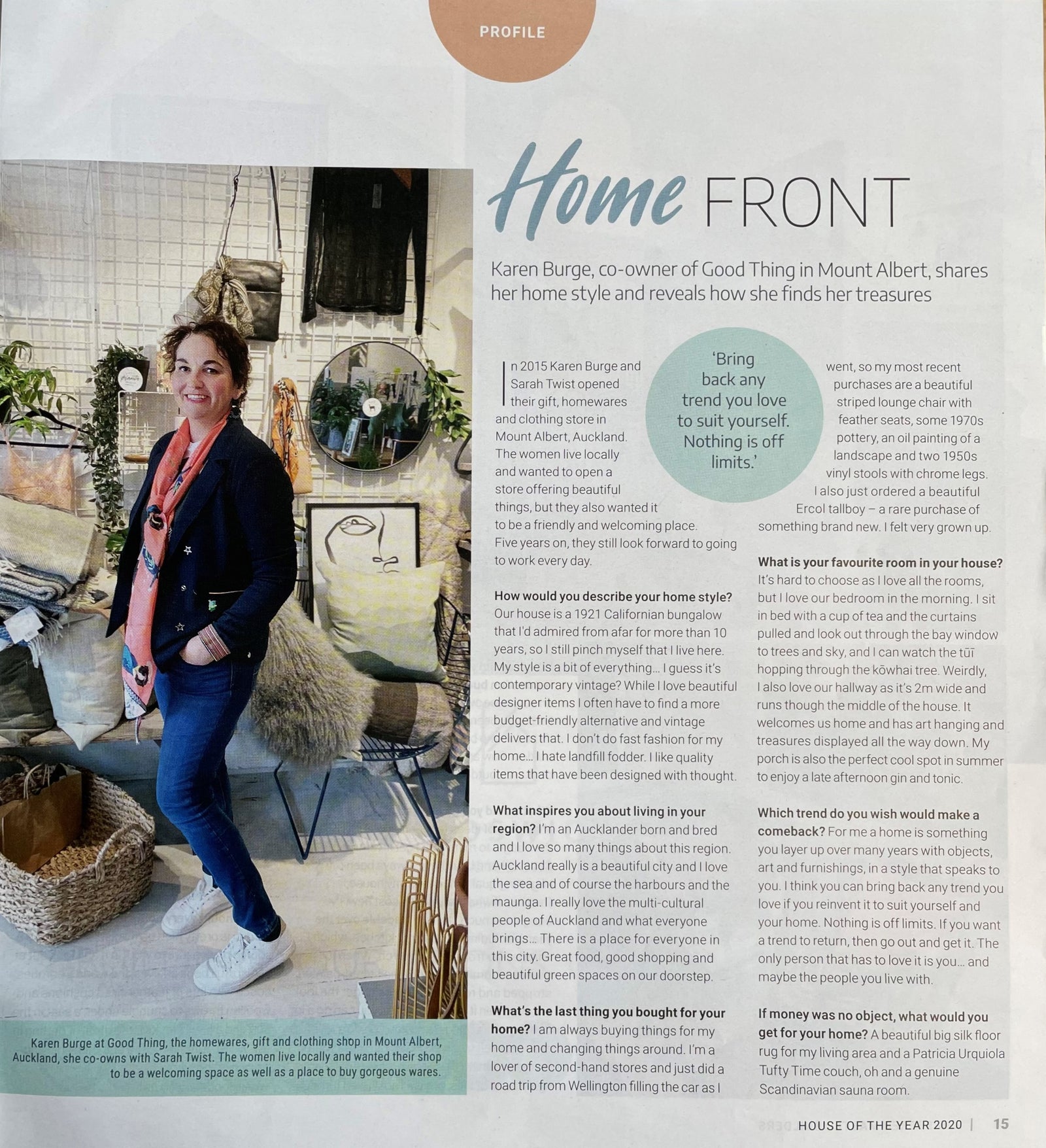 HOUSE OF THE YEAR MAGAZINE - Profile on Karen's Home Style