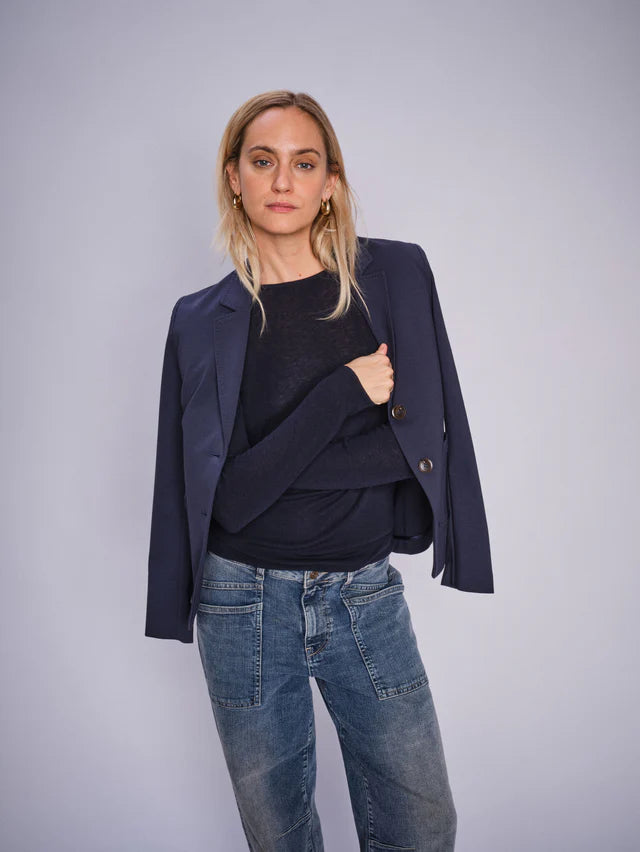 Mos Mosh Bouch O-Neck Knit - Salute Navy