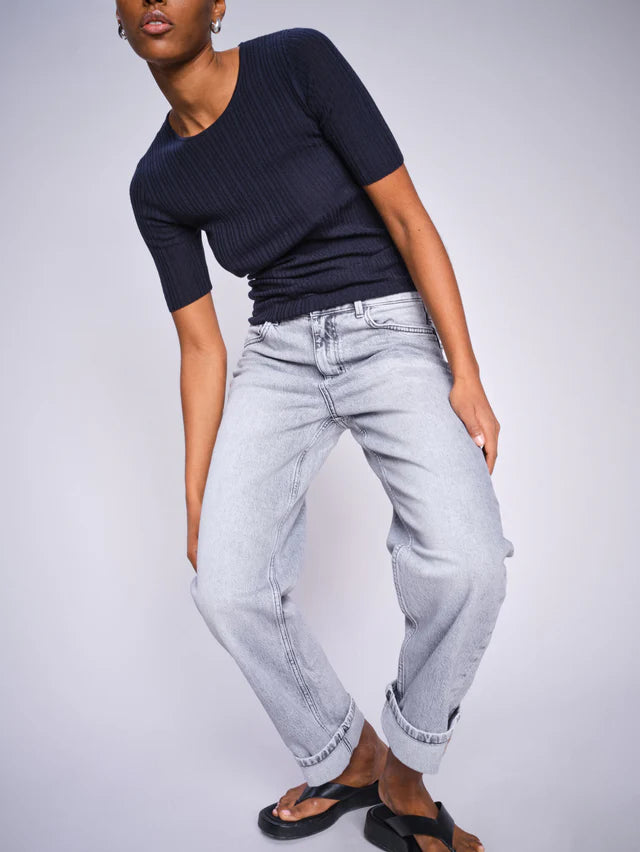 Mos Mosh Bouch Rib Short Sleeve Knit - Salute Navy