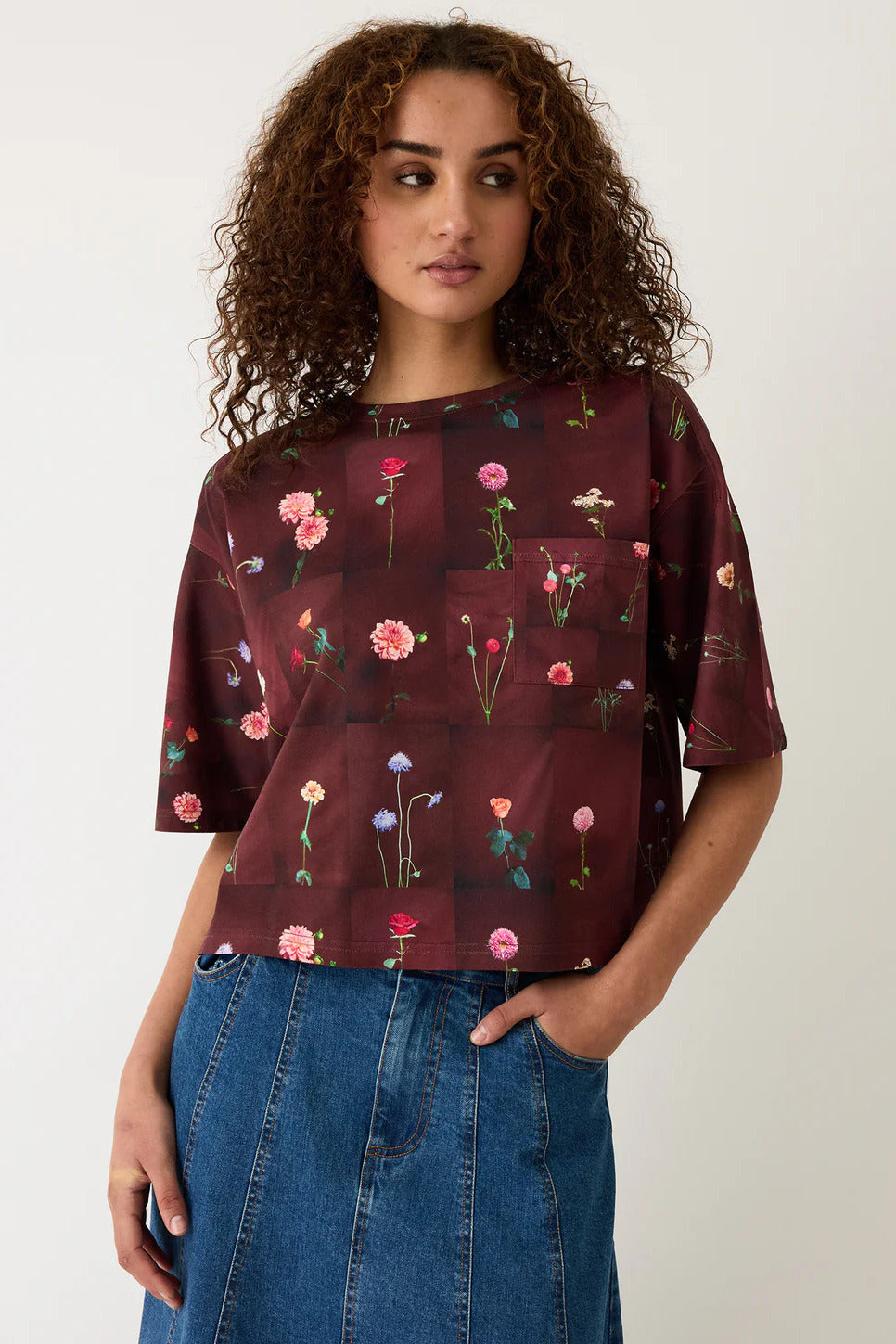 Nancybird Tasmin Boxy Tee - Bloom Tile