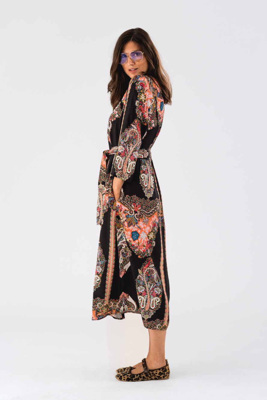 Lollys Laundry Harper Maxi Dress - Black Paisley Print