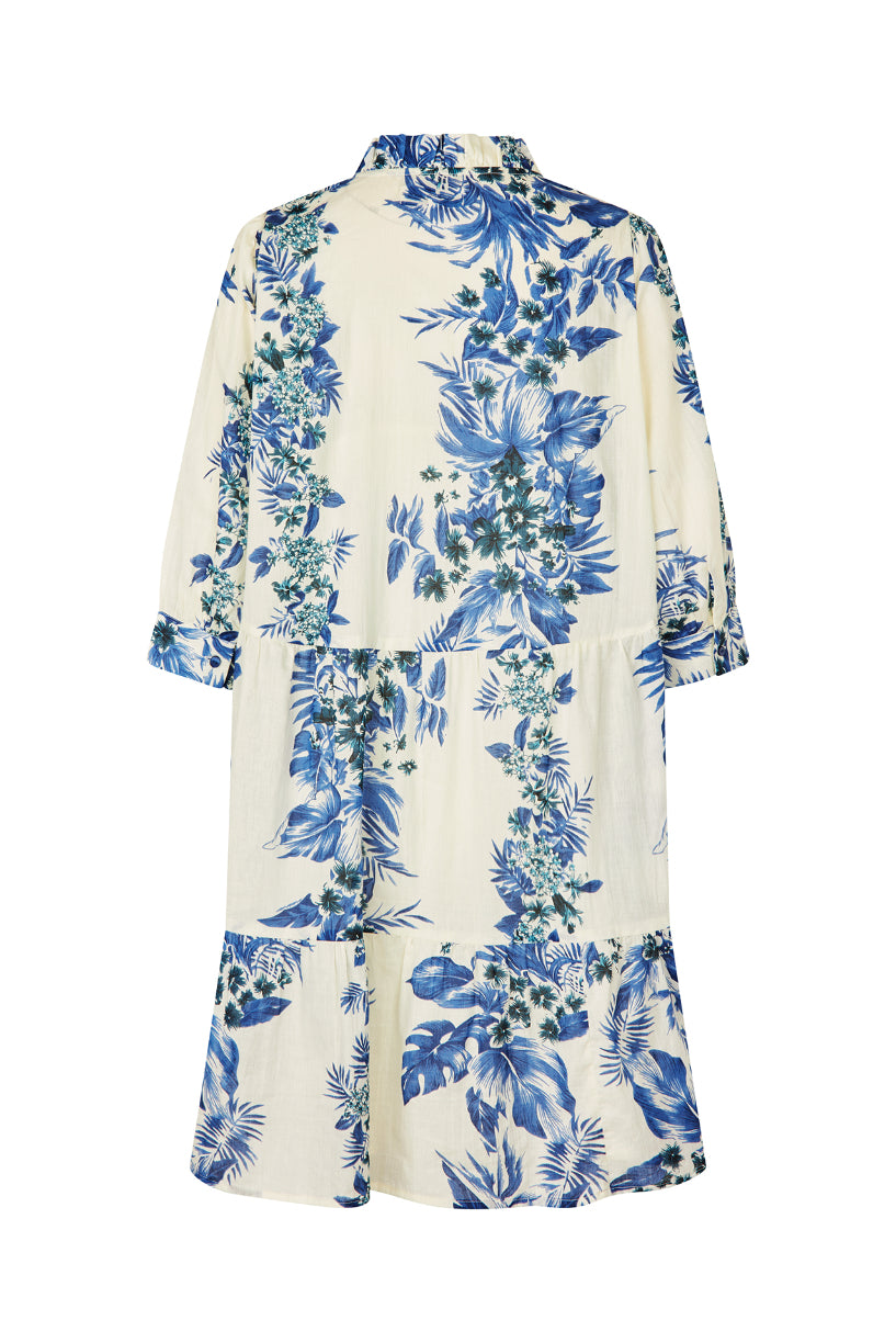 Lollys Laundry Sabine Short Dress - Blue & Creme