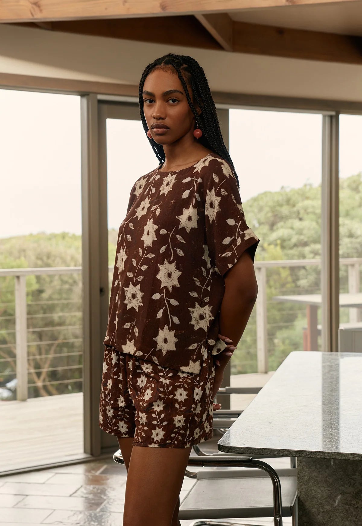 Nancybird Dolman Top - Ochre Flower