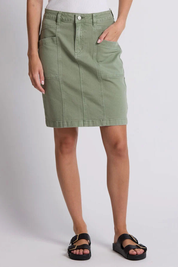 Stella and Gemma Strike Skirt - Khaki Denim