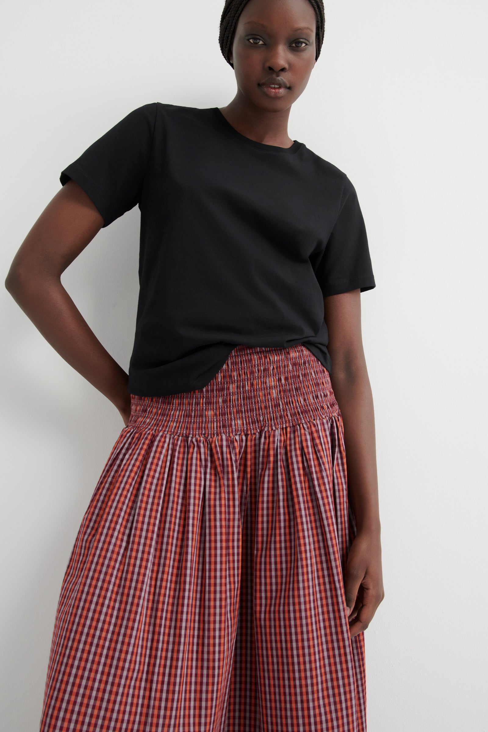 Kowtow Weaver Skirt - Maroon Check