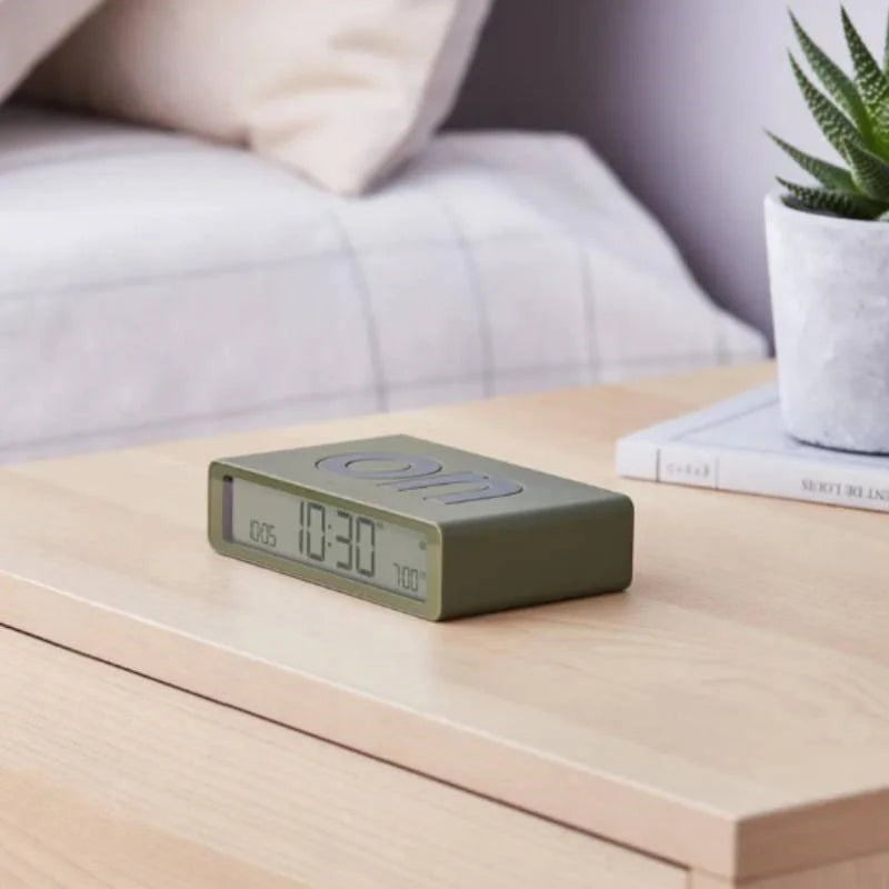 Lexon Flip Classic Alarm Clock - Khaki
