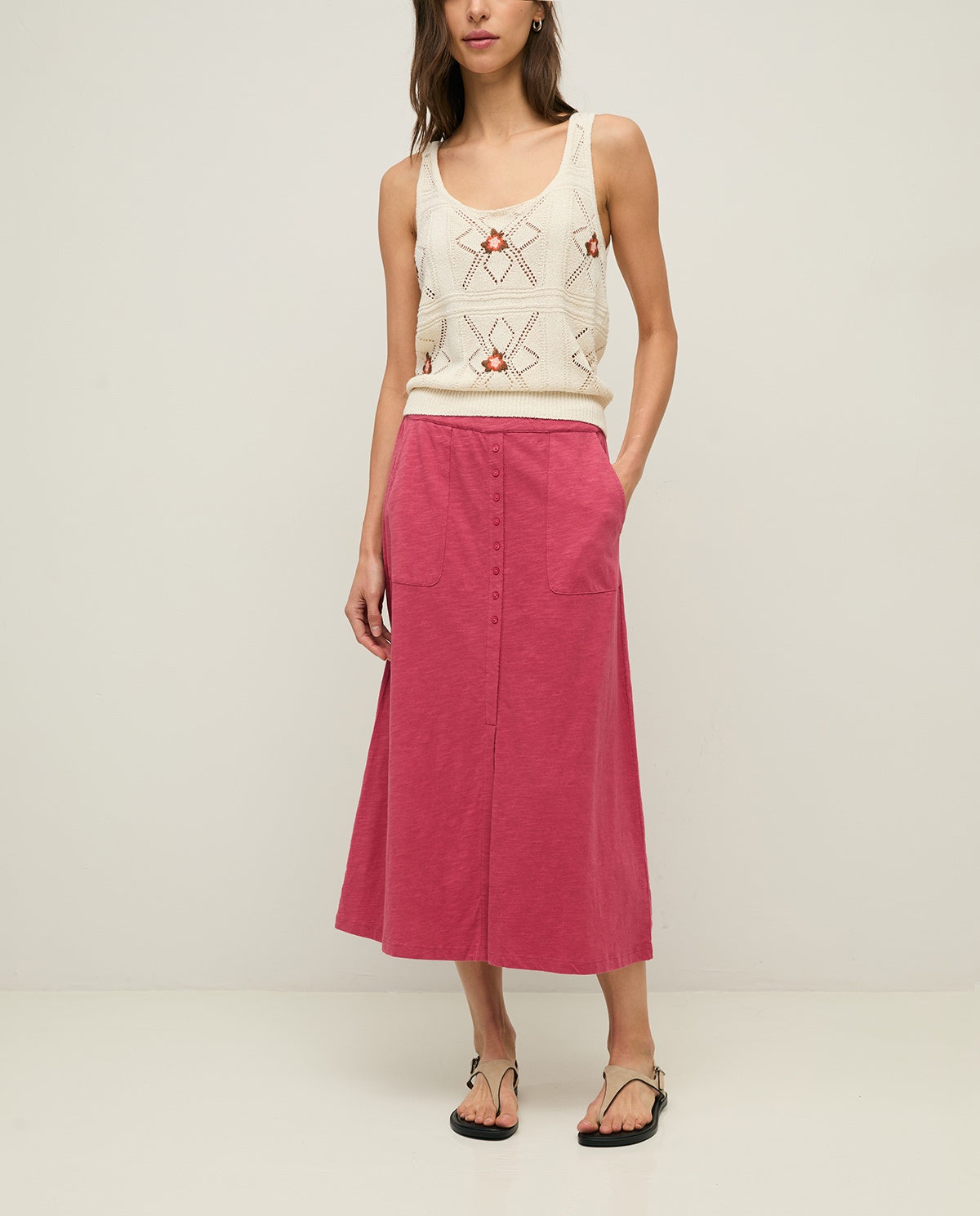 Yerse Midi Skirt - Strawberry