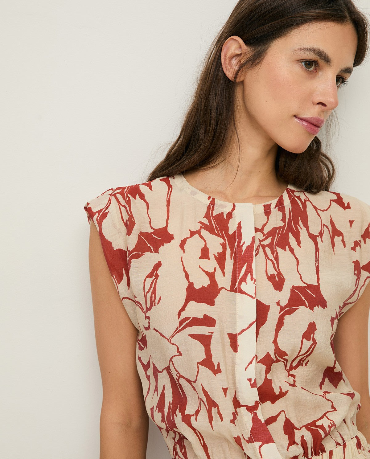 Yerse Floral Printed Dress - Dark Red