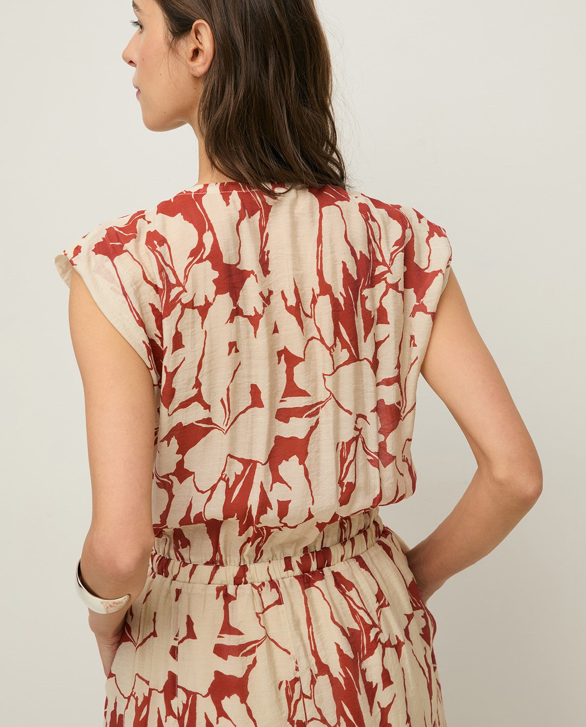 Yerse Floral Printed Dress - Dark Red