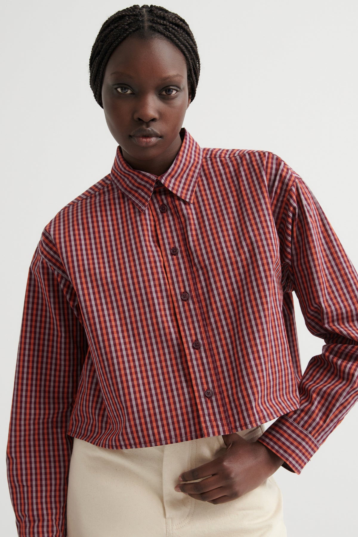 Kowtow Lauren Shirt - Maroon Check