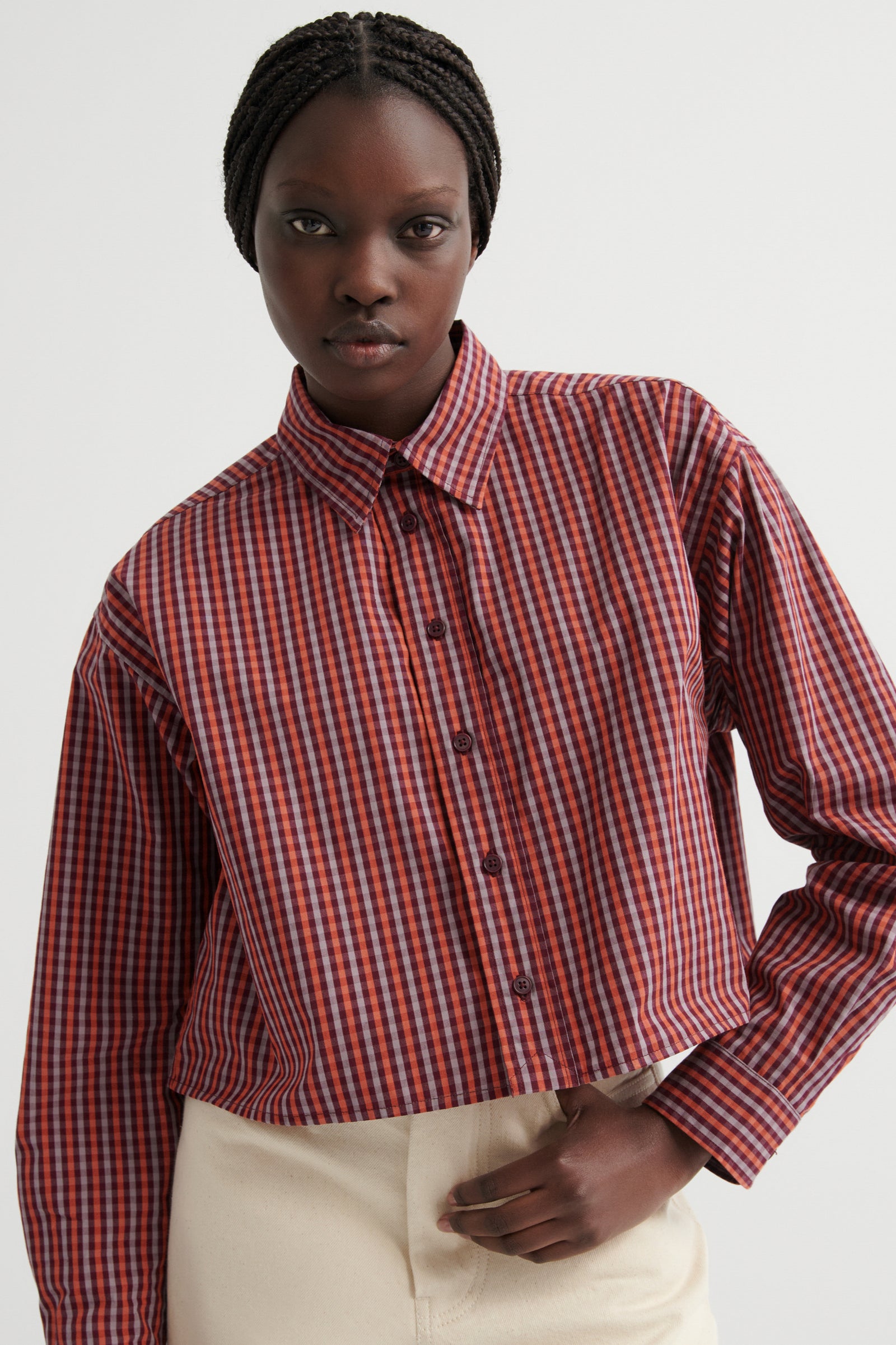 Kowtow Lauren Shirt - Maroon Check