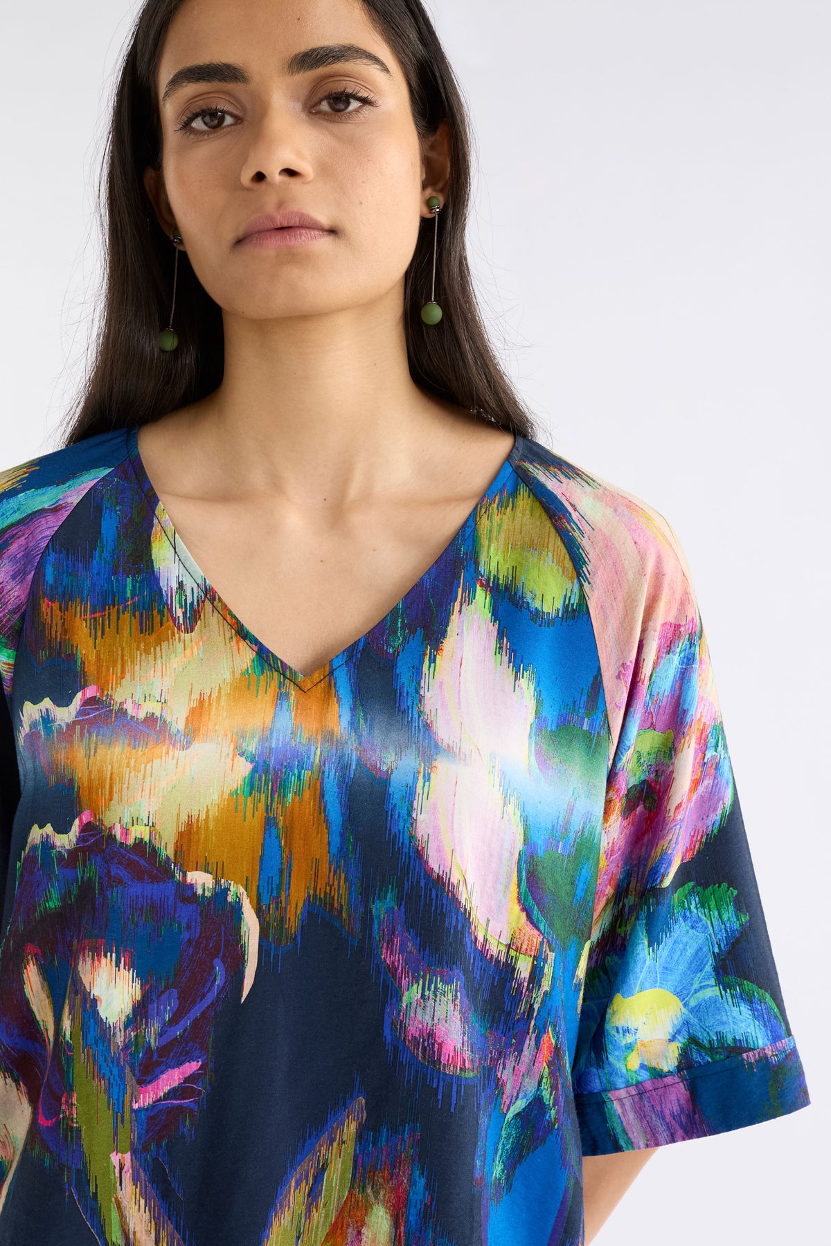 Elk Moda V Neck Top - Vaara Print