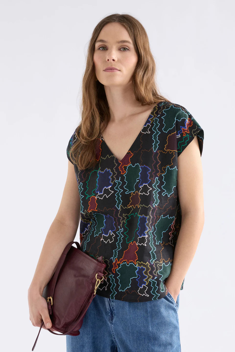 Elk Falme Top - Suma Line Print
