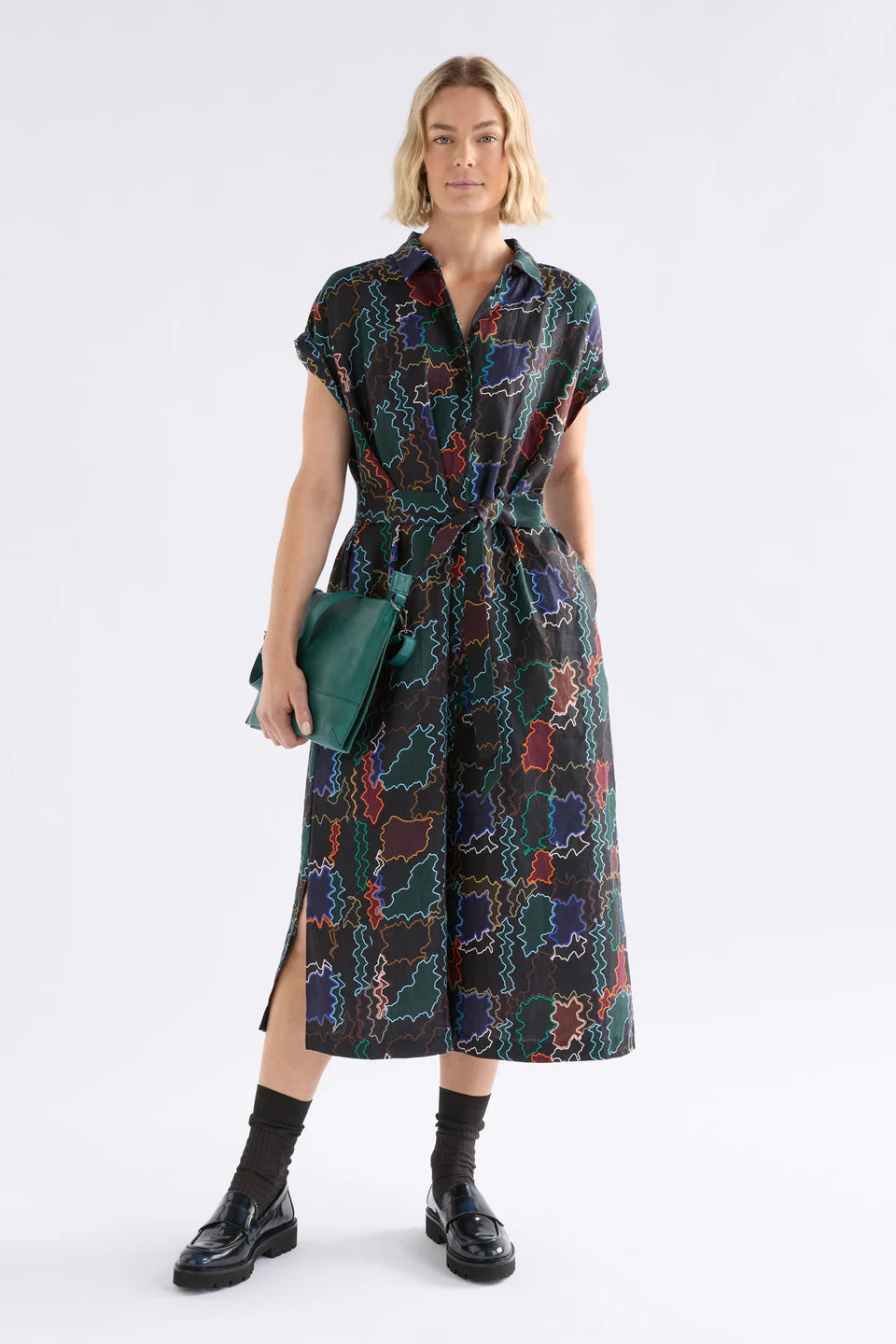 Elk Tilko Linen Shirt Dress - Suma Line Print