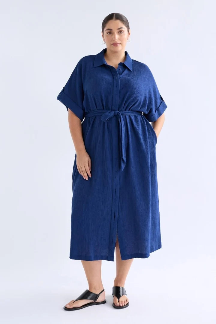 Elk Edeka Shirt Dress - Vibrant Blue