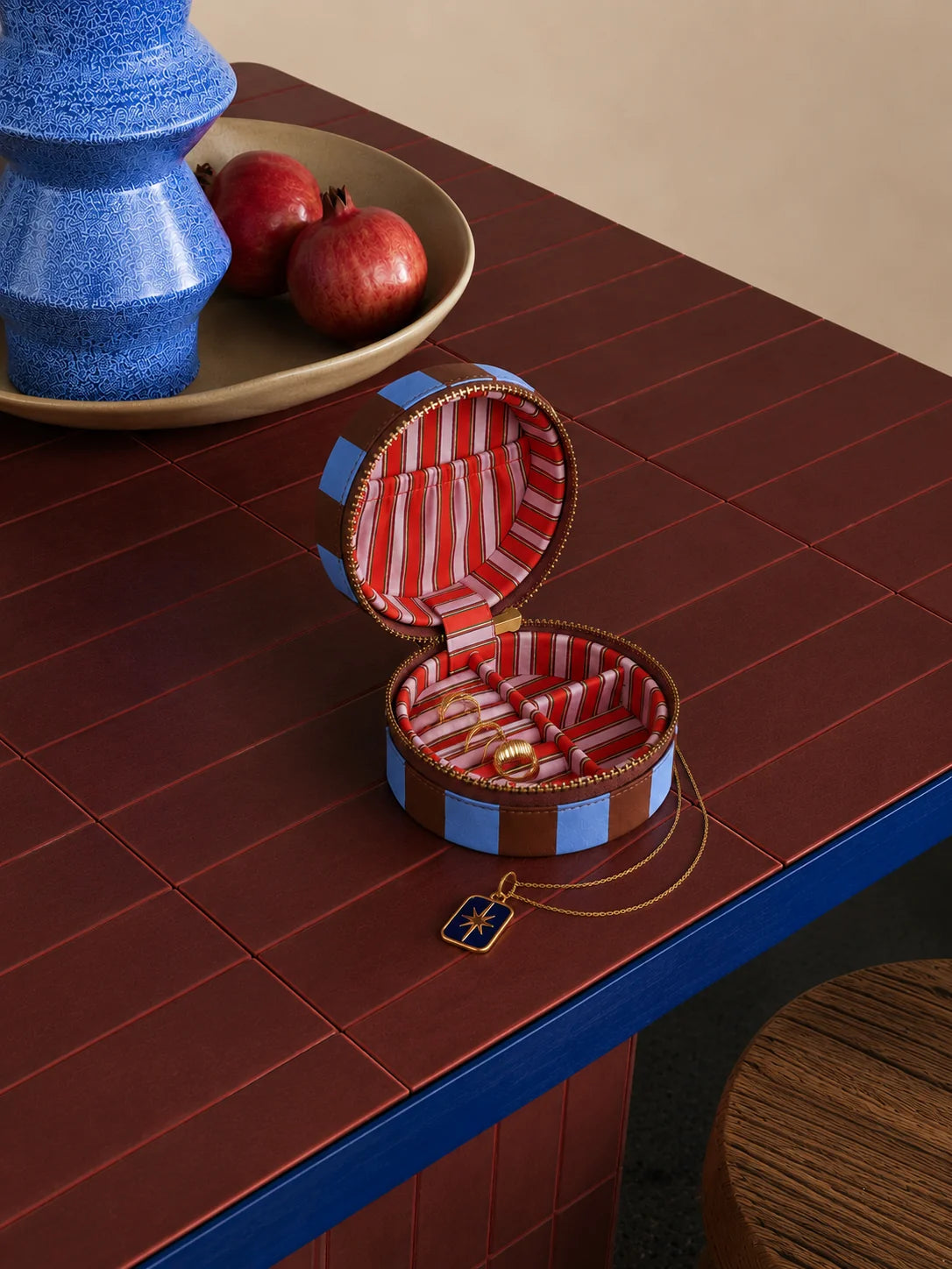 Loco Living Mini Jewellery Box - Azure Check