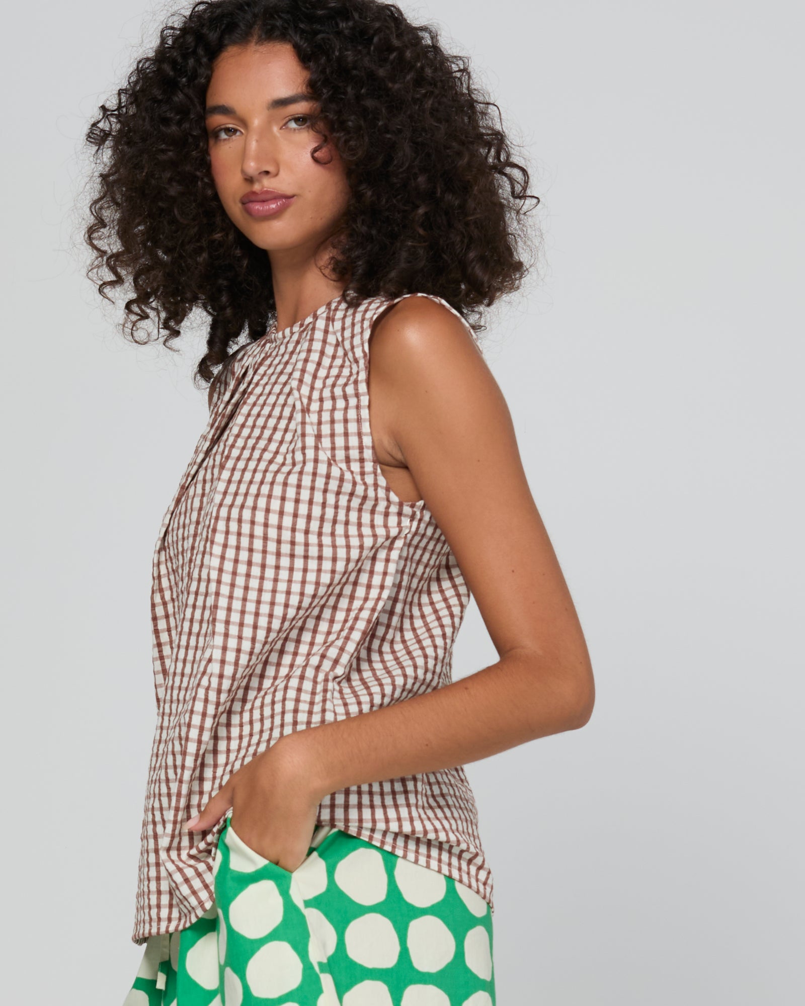 Boom Shankar Chekku Top - Cocoa Gingham