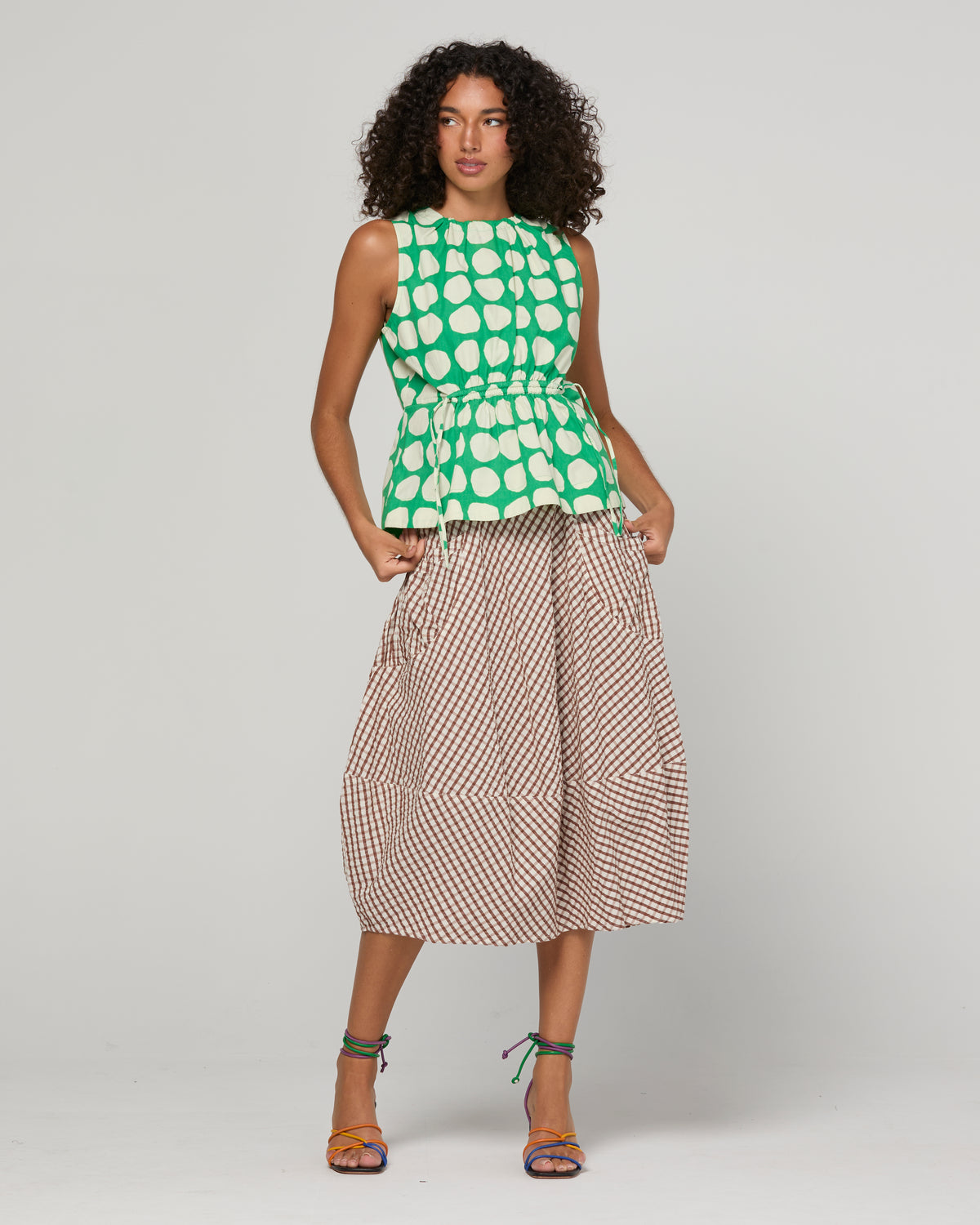 Boom Shankar Guru Skirt - Cocoa Gingham