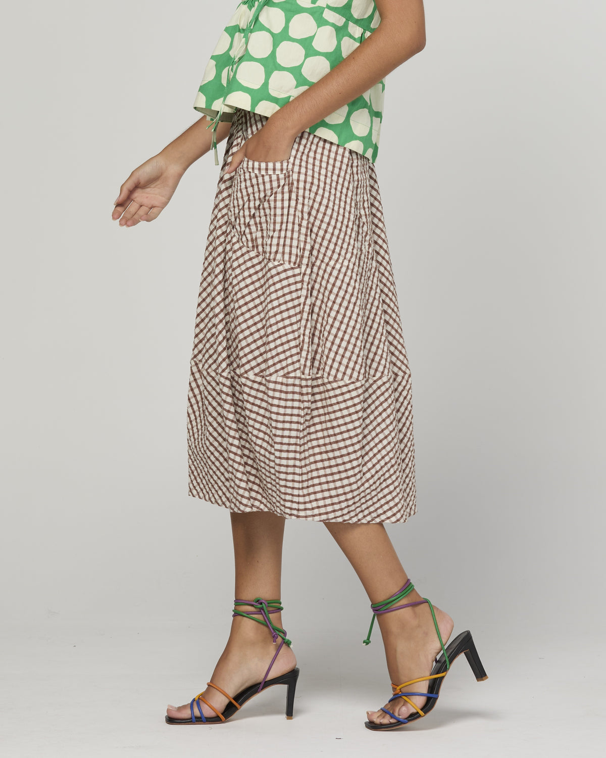 Boom Shankar Guru Skirt - Cocoa Gingham