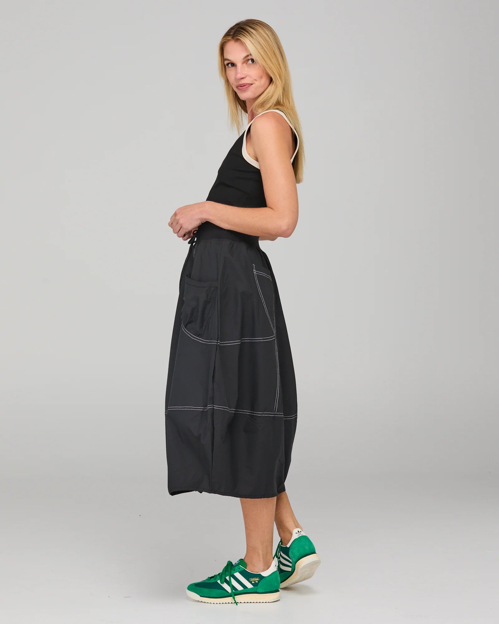 Boom Shankar Guru Skirt - Black/White Stitching