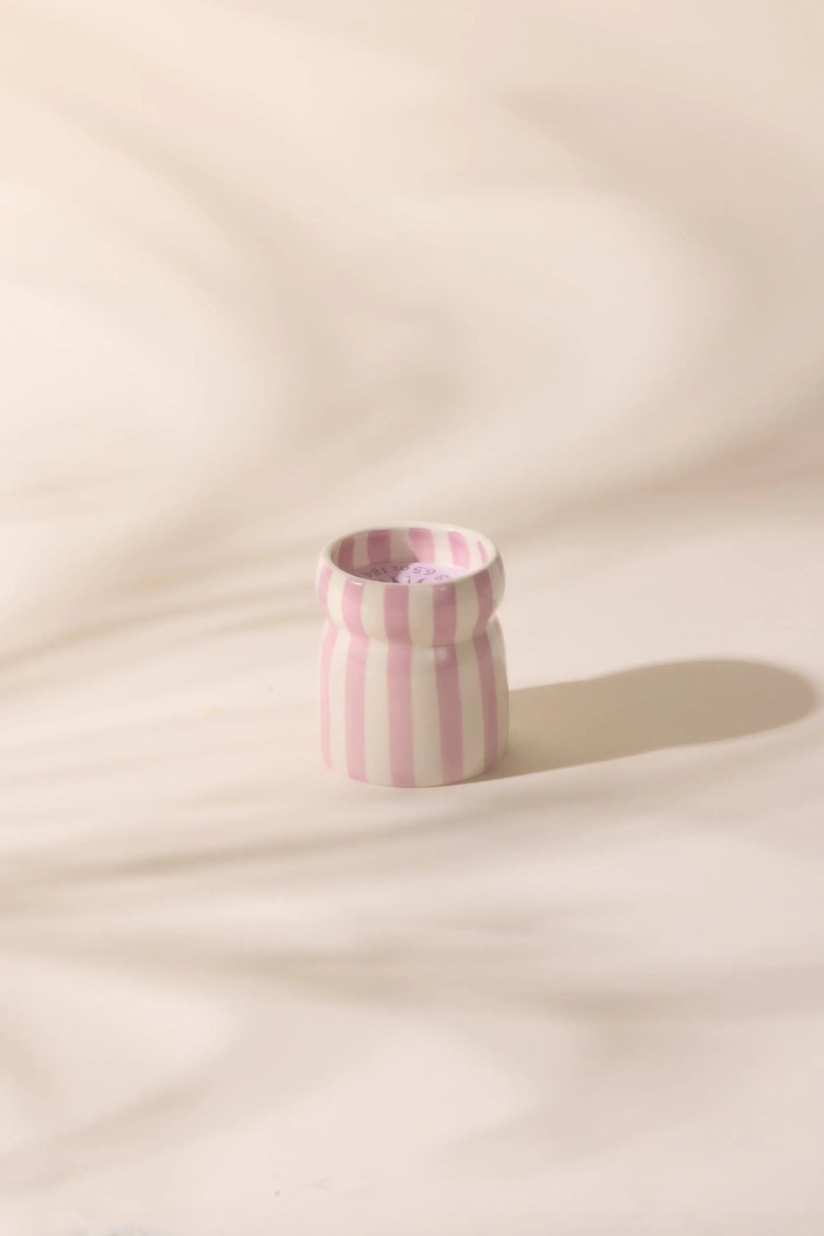 Cabana Lavender Striped Ceramic Candle - Grecian Sand