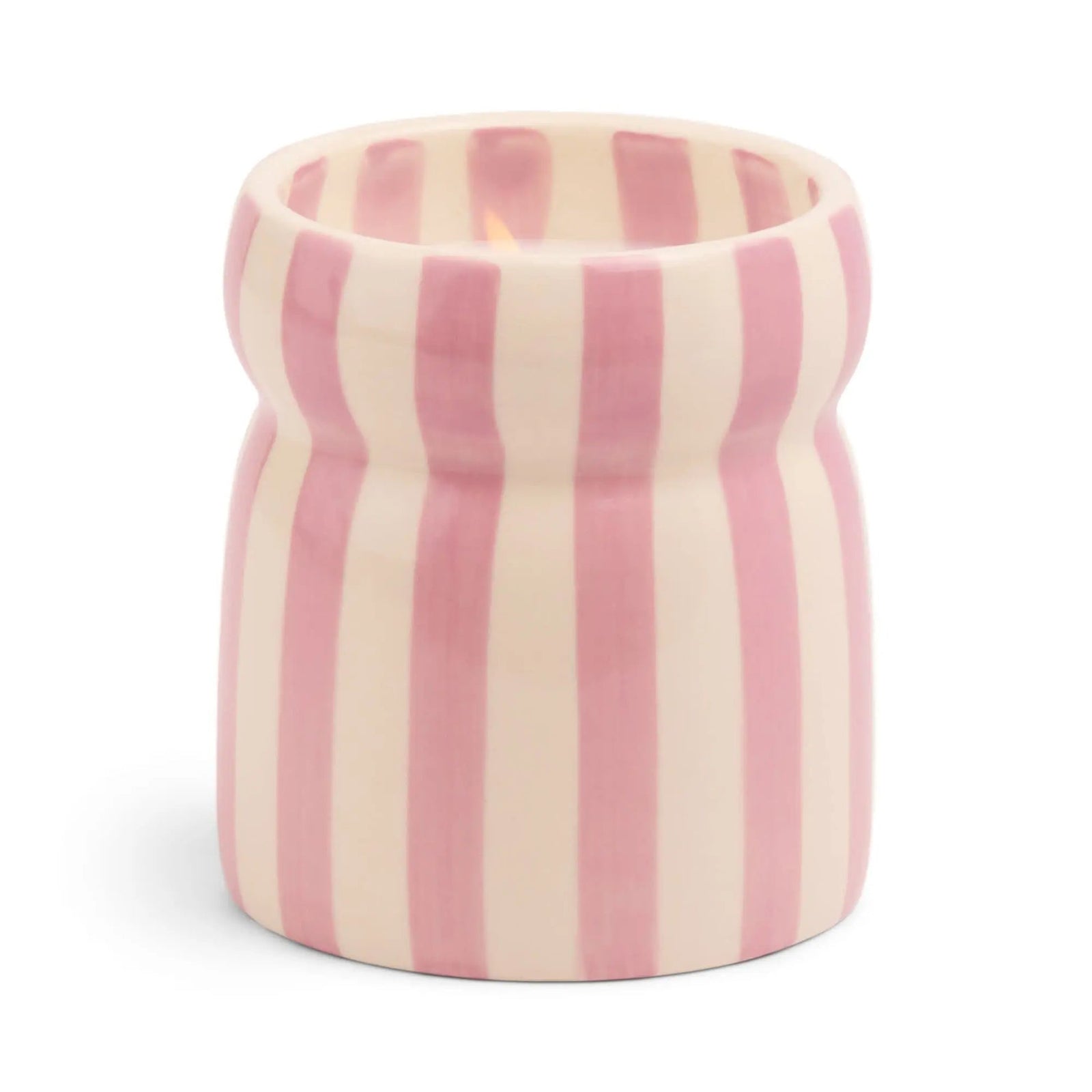 Cabana Lavender Striped Ceramic Candle - Grecian Sand