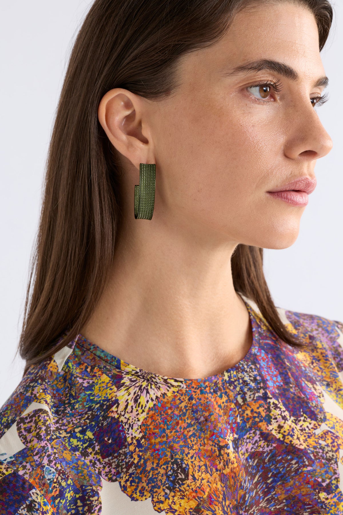 Elk Glynn Large Hoop Earrings - Dark Olive