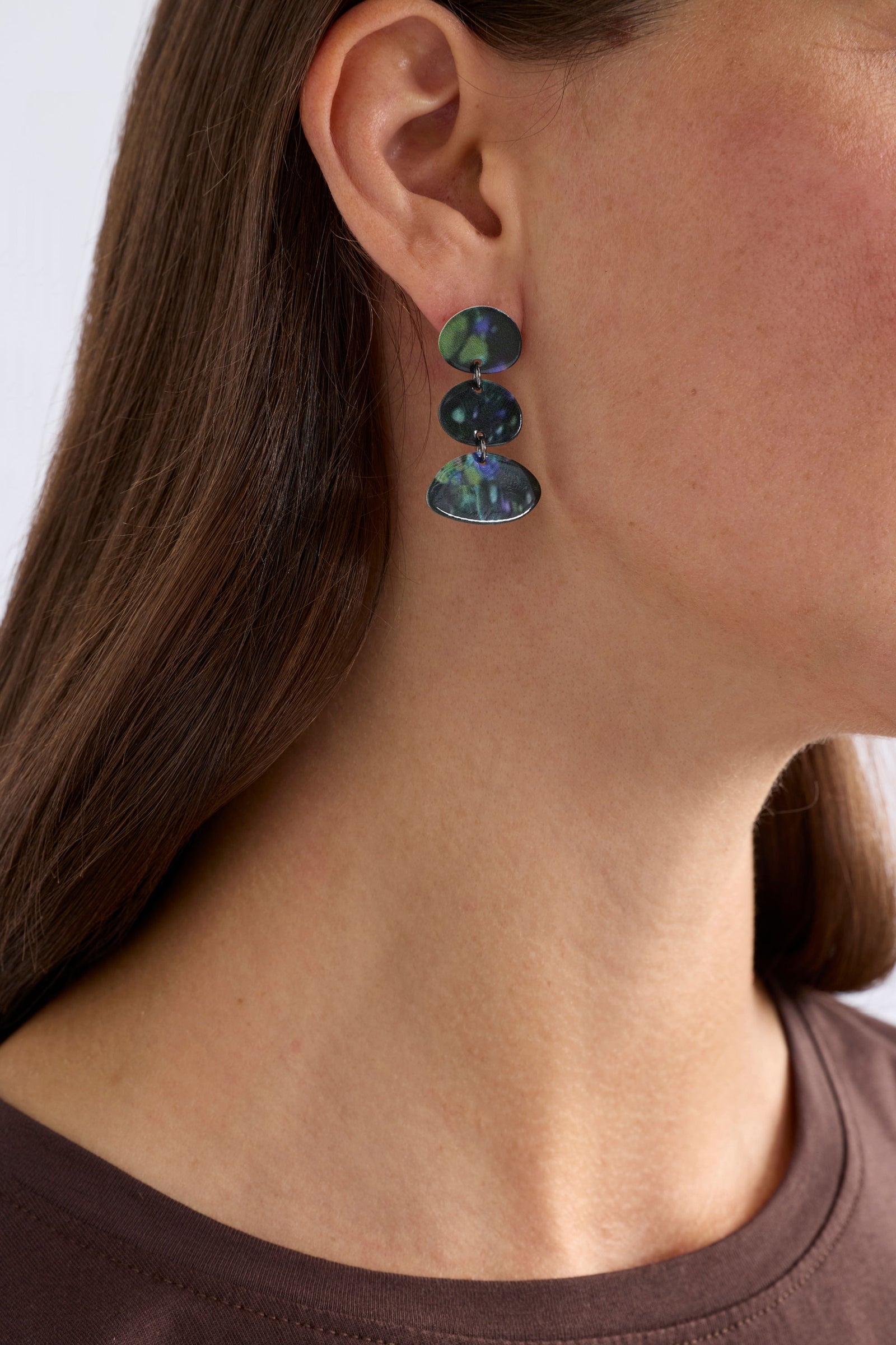 Elk Mestedd Long Stud Earrings - Dark Teal