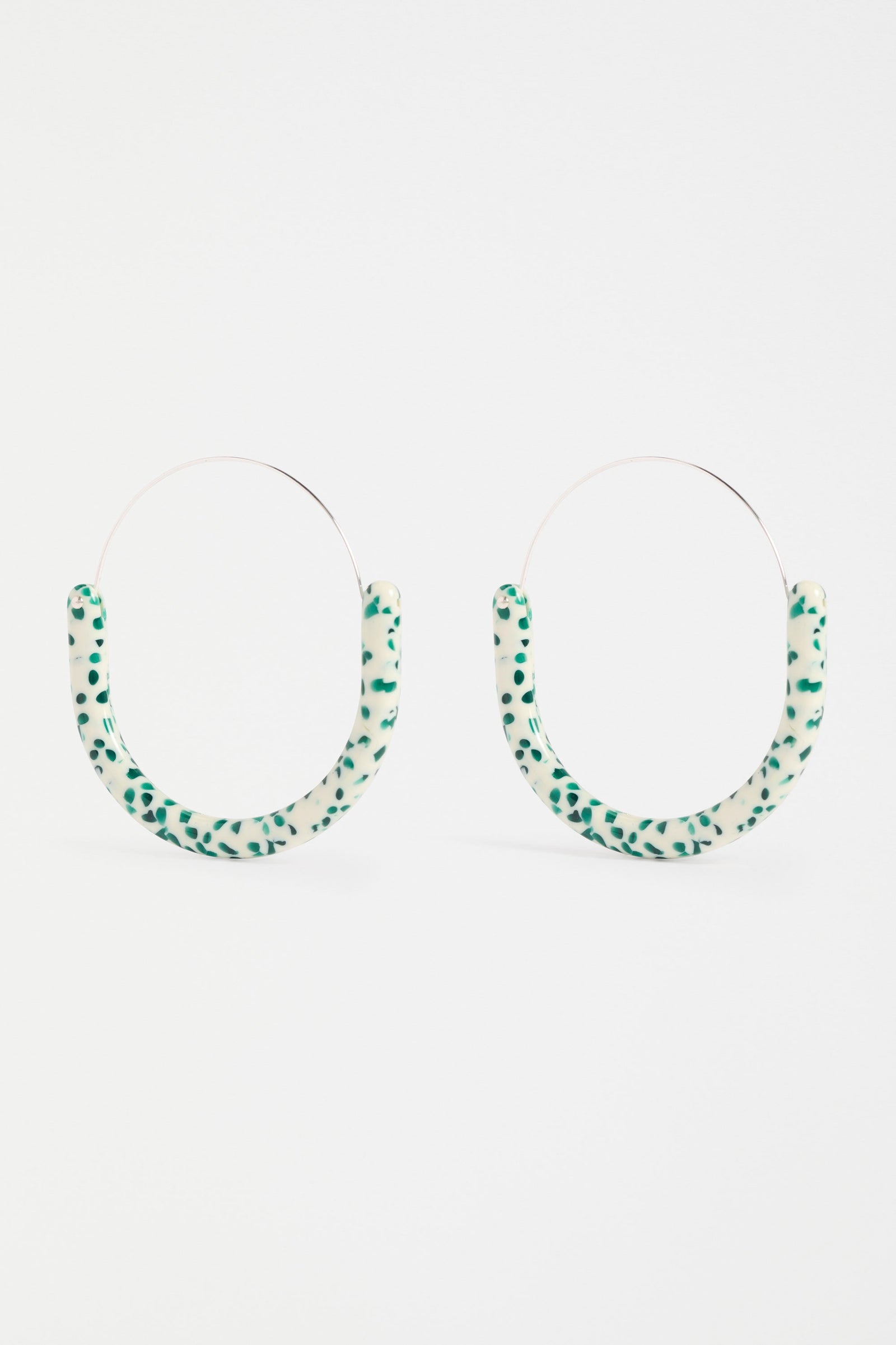 Elk Aki Hoop Earrings - Green Speckle