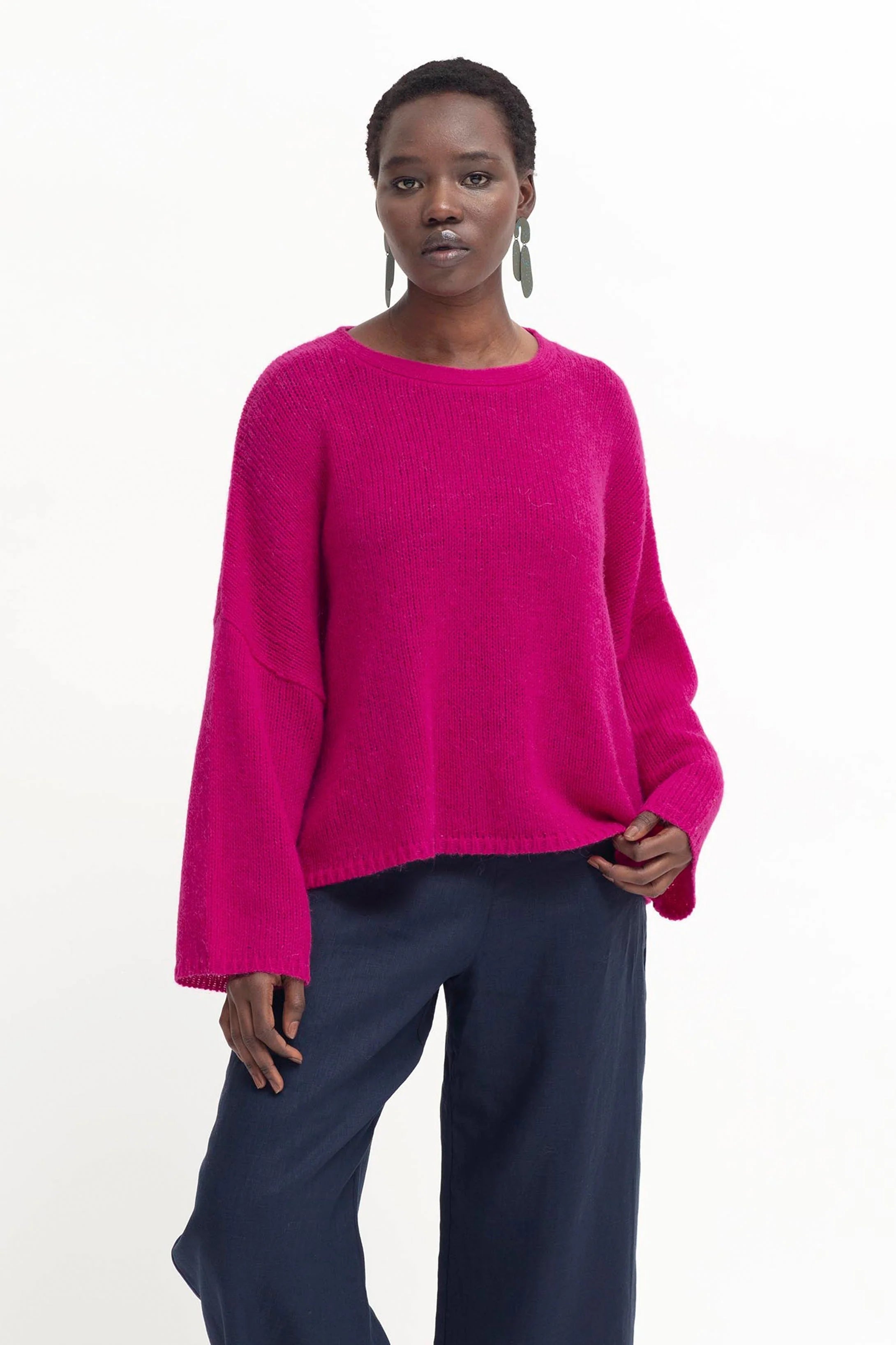 Bright pink knitted jumper hot sale
