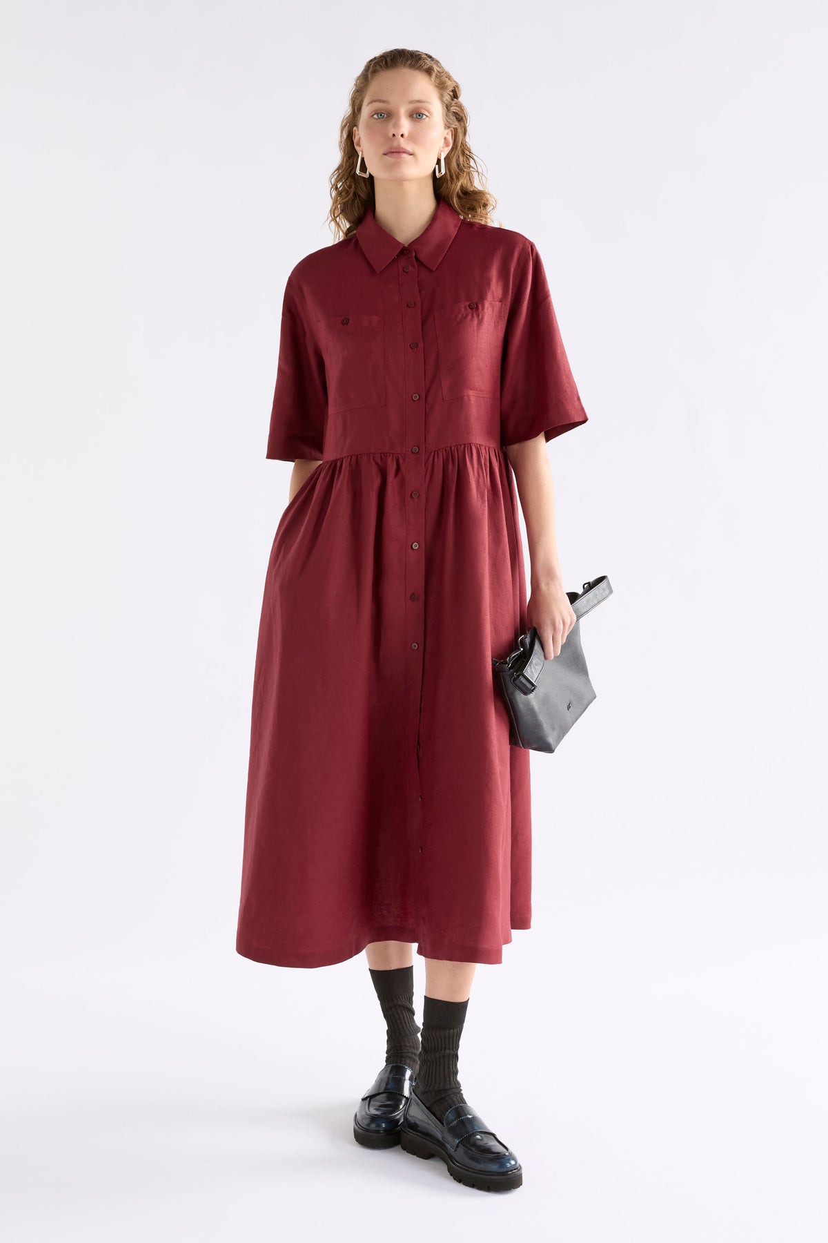 Elk Llinen Light Dress - Bordeaux