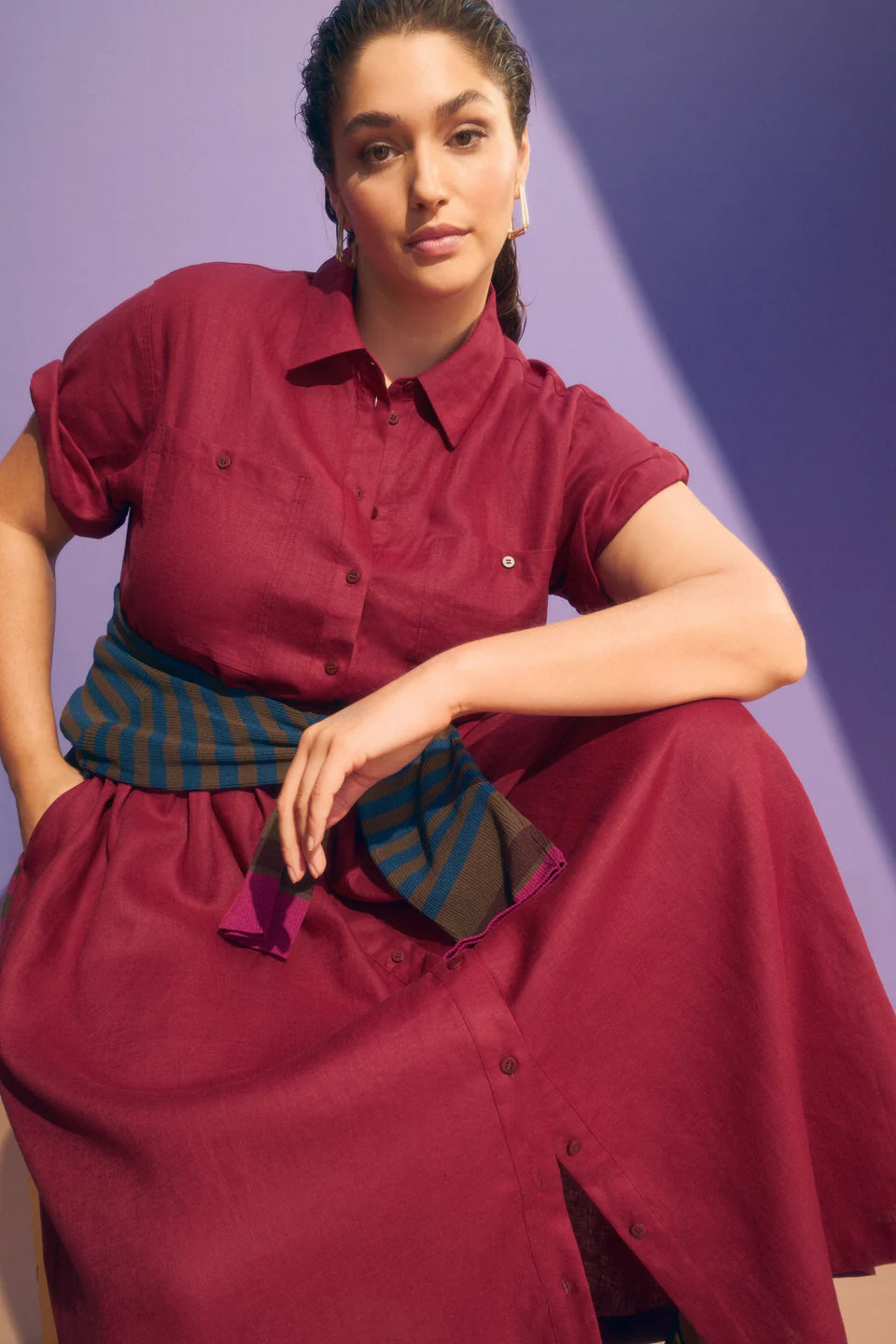 Elk Llinen Light Dress - Bordeaux - Good Thing Elk Llinen Light Dress - Bordeaux - Good Thing