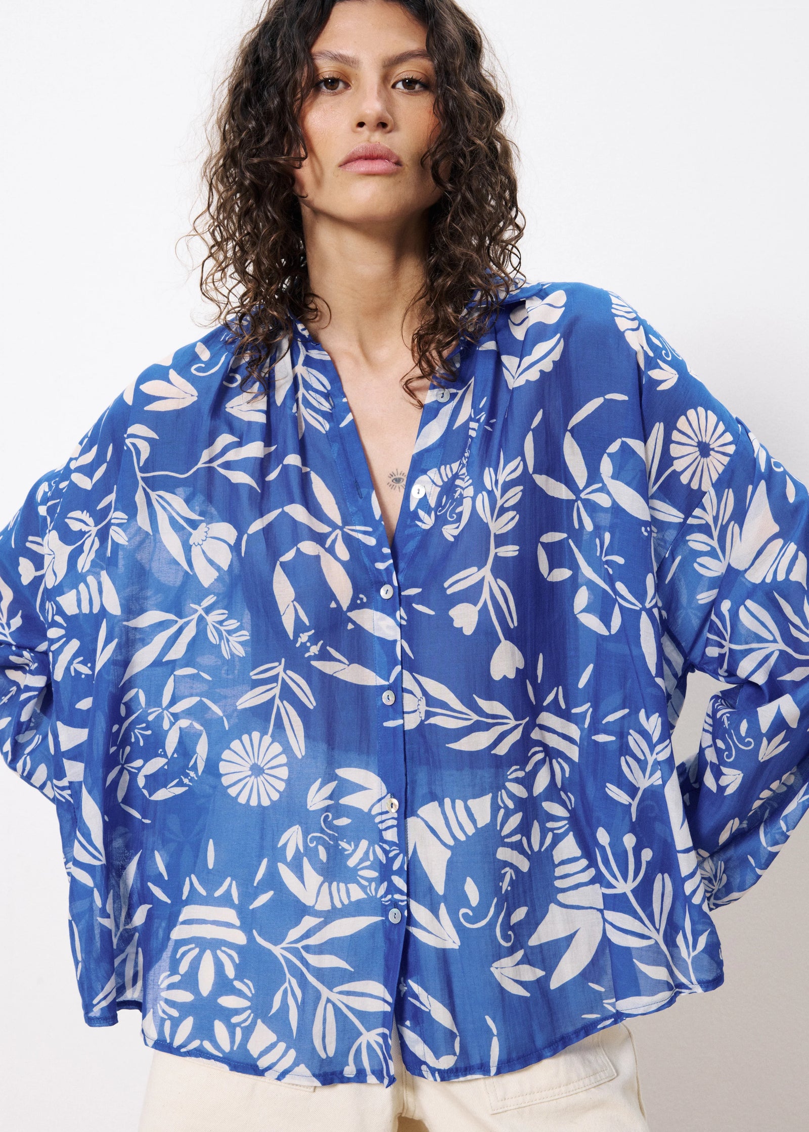 FRNCH Isnelle Blouse - Blue Lobster
