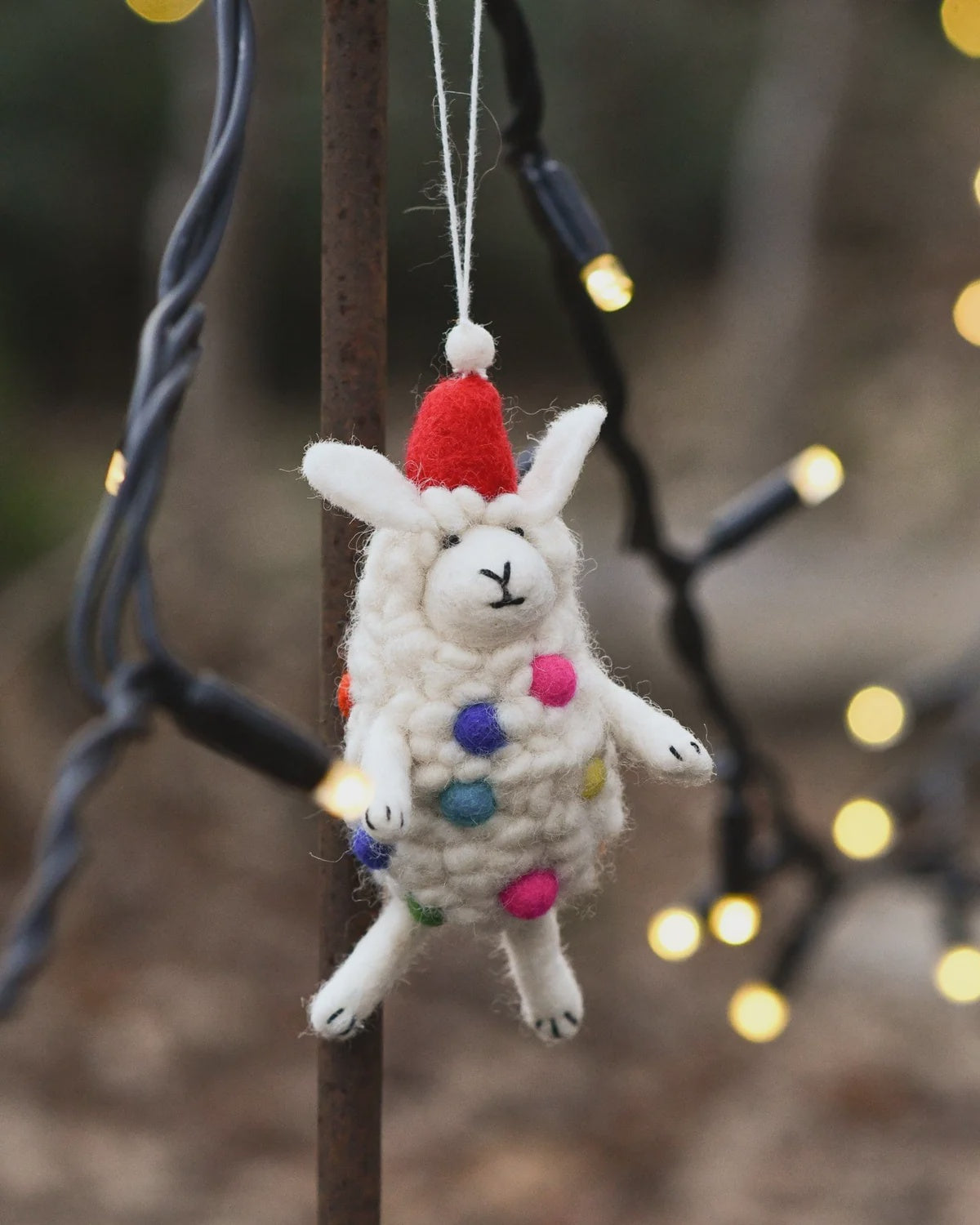 Felt Christmas Decoration - Lamb with Baubles