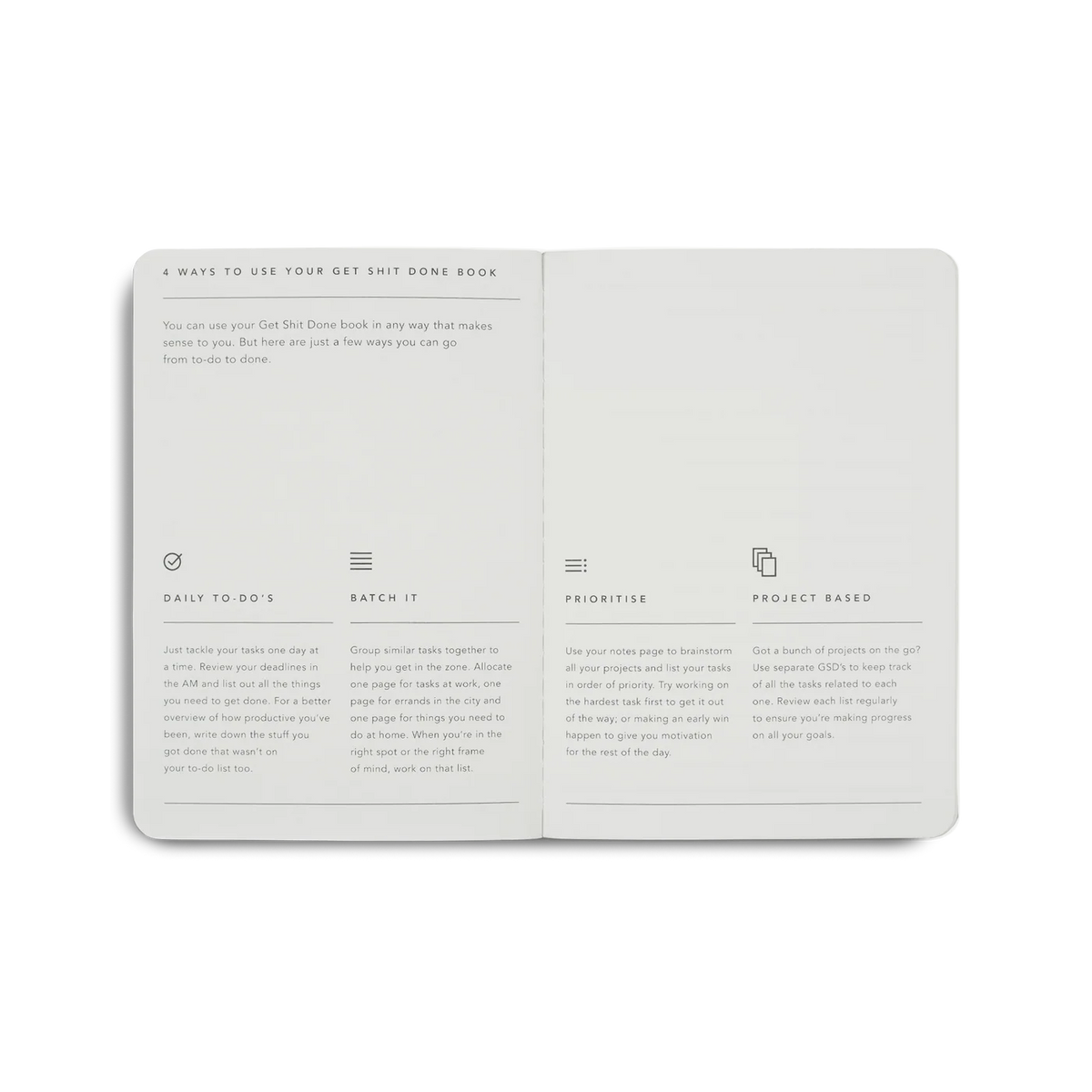 Get Shit Done Minimal Notebook A6 - Black/Black Foil