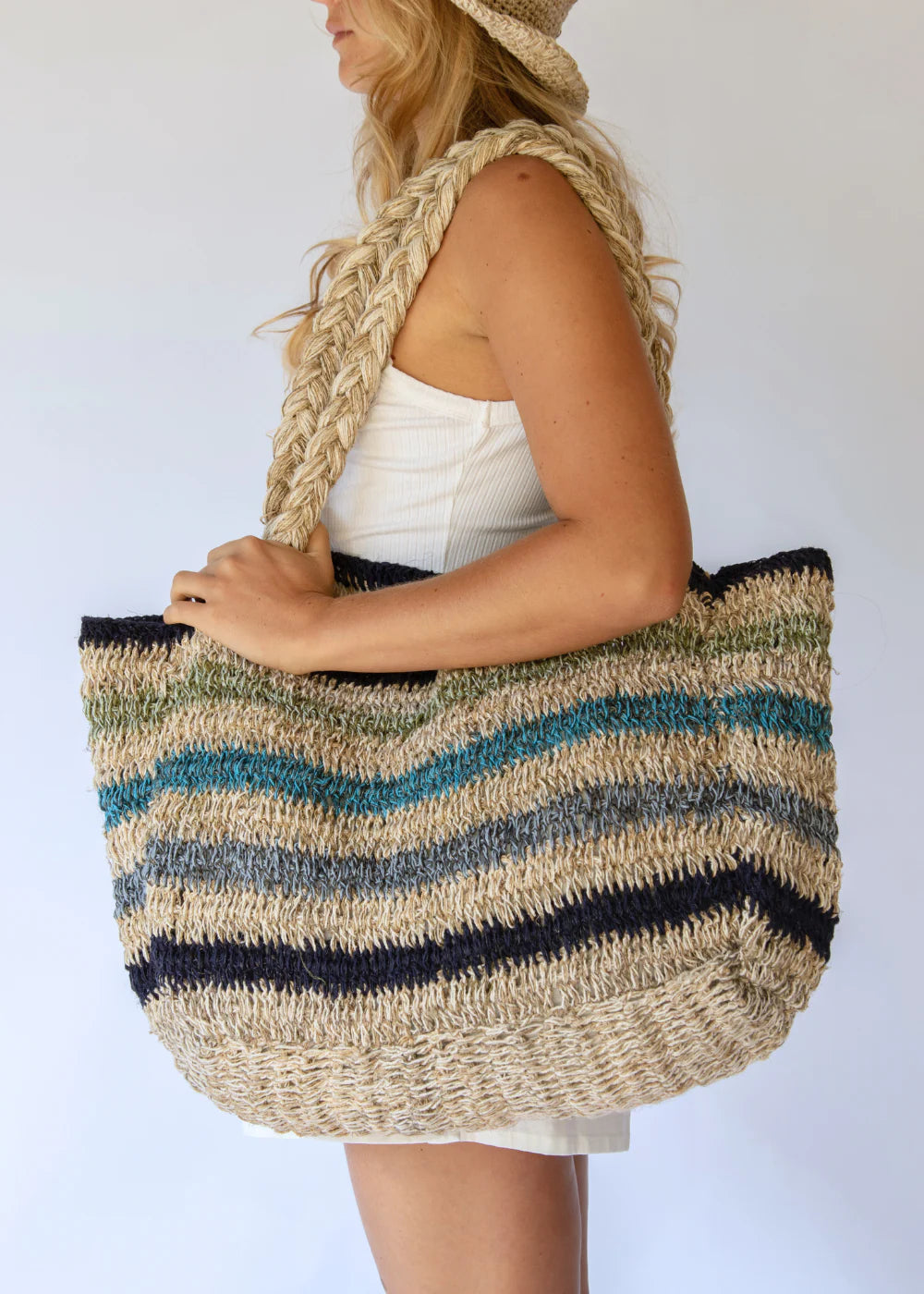 Hobo and Hatch Elle Grande Tote - Tide Stripe