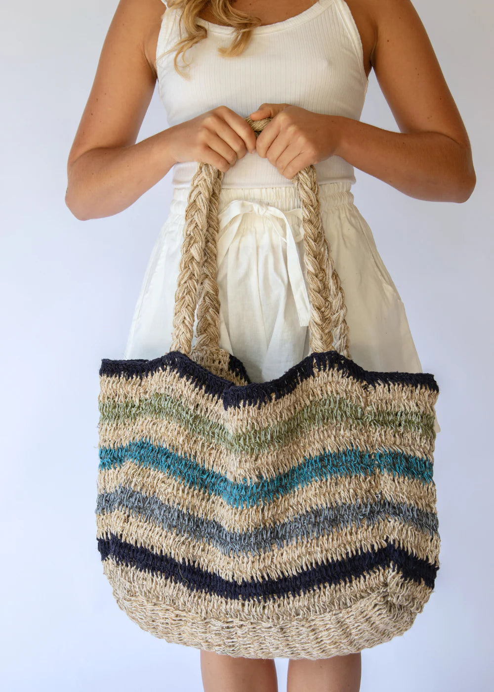 Hobo and Hatch Elle Grande Tote - Tide Stripe