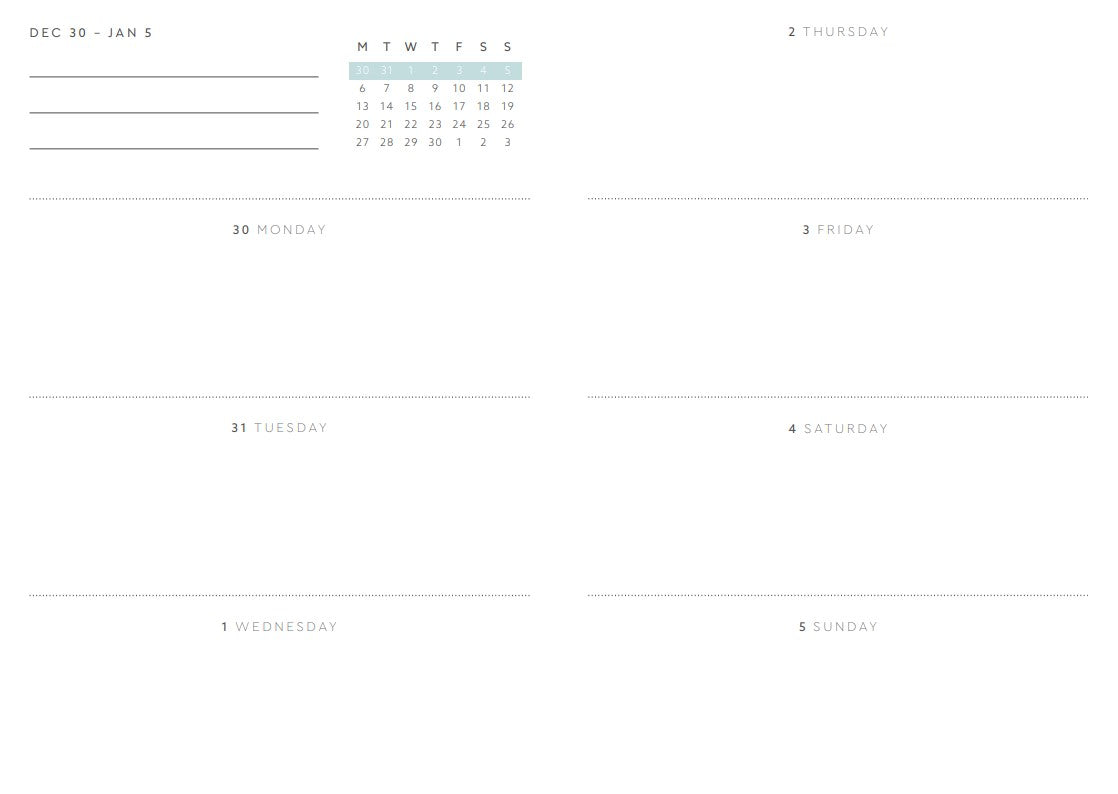 Kaleido A6 2026 Weekly Diary - Scalloped Marble