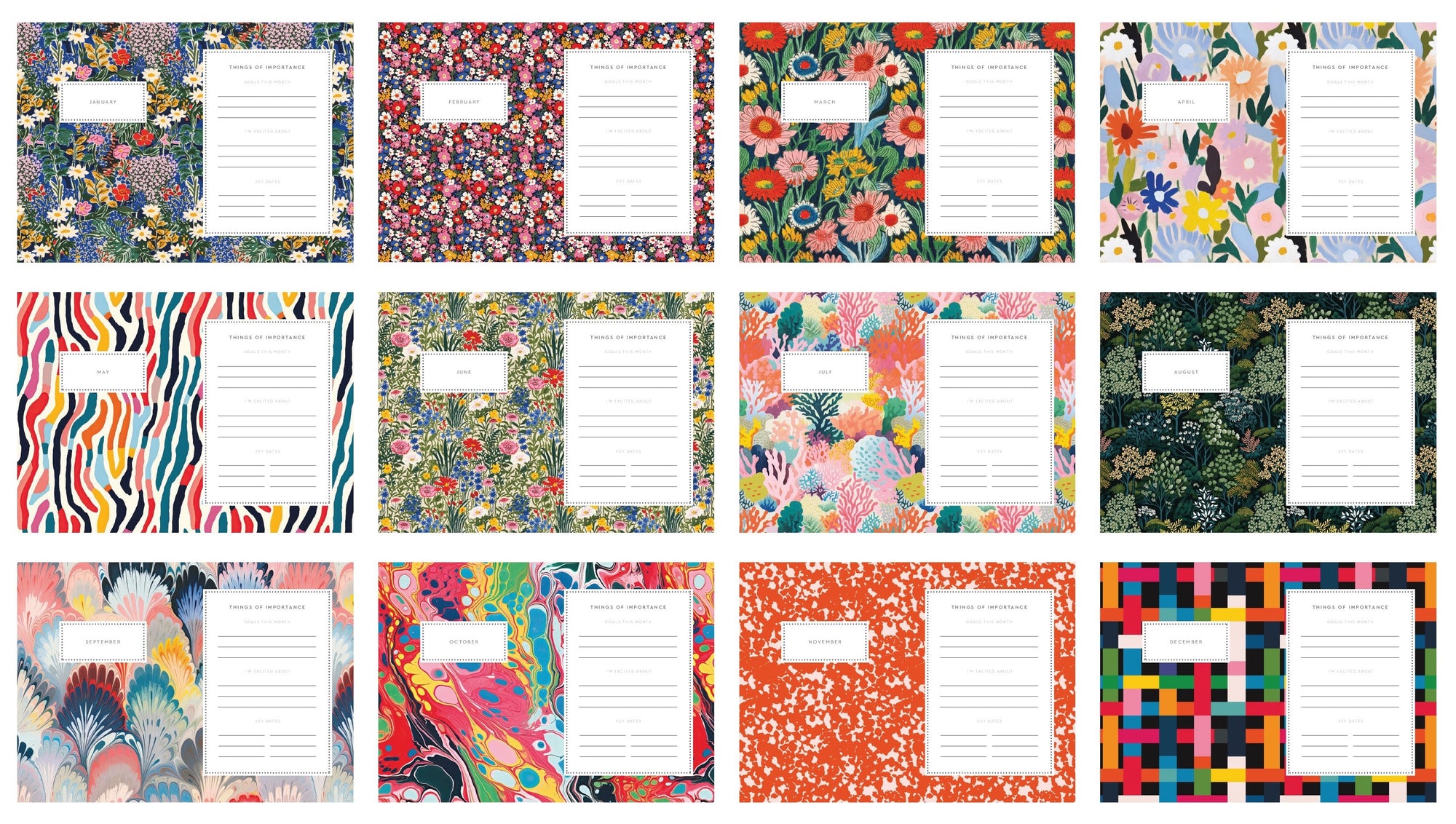 Kaleido A6 2026 Weekly Diary - Scalloped Marble