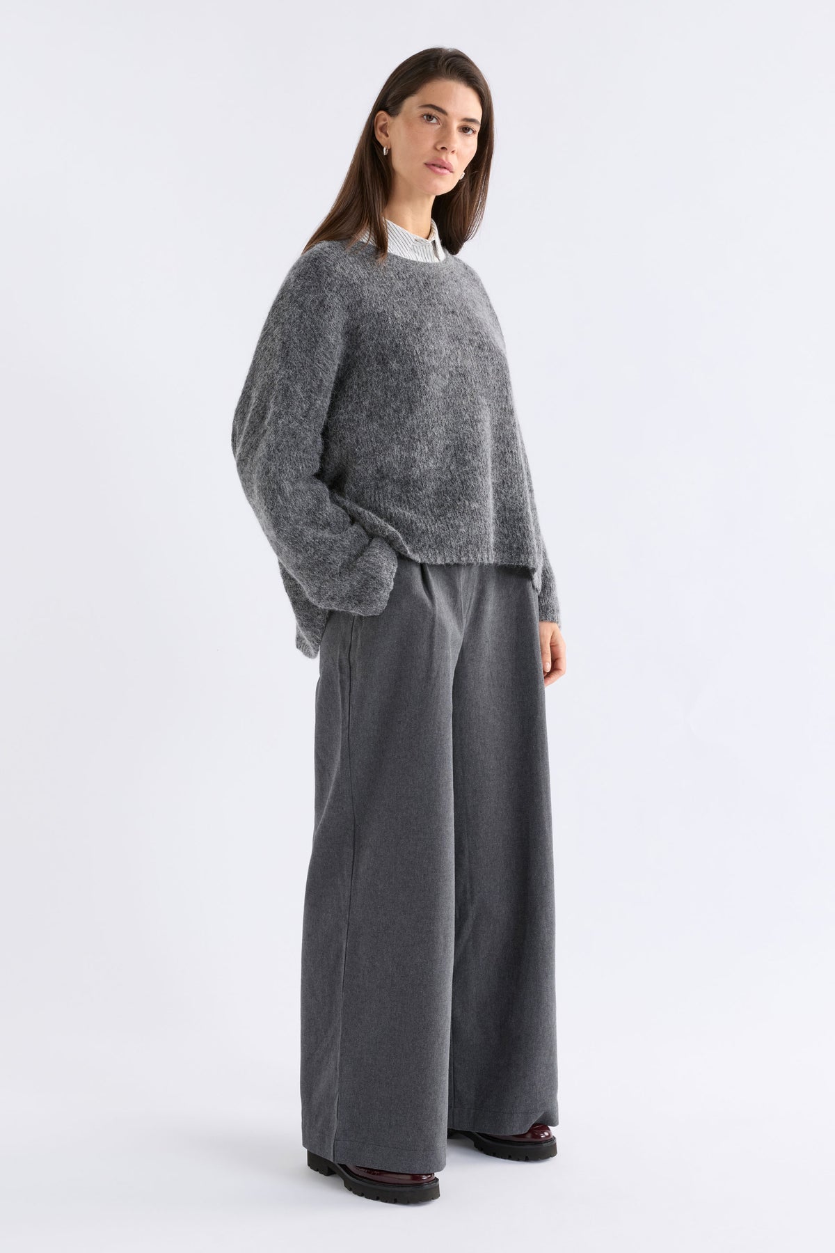 Elk Agna Sweater - Mid Grey Marle