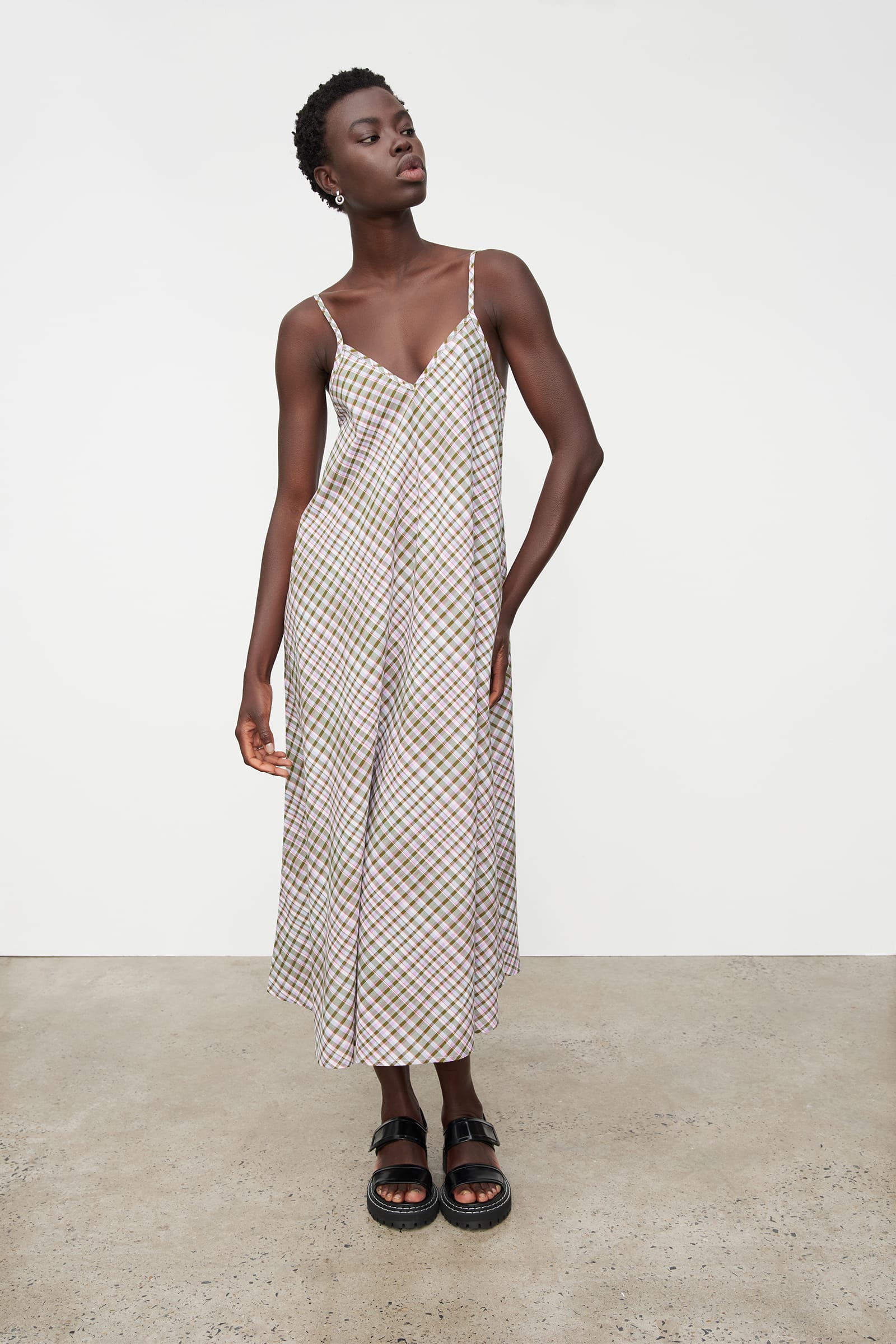 Kowtow Dusk Slip Dress - Optic Check