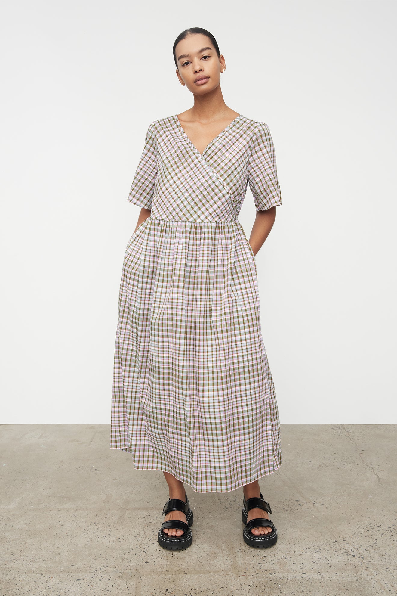 Kowtow Eve Wrap Dress - Optic Check