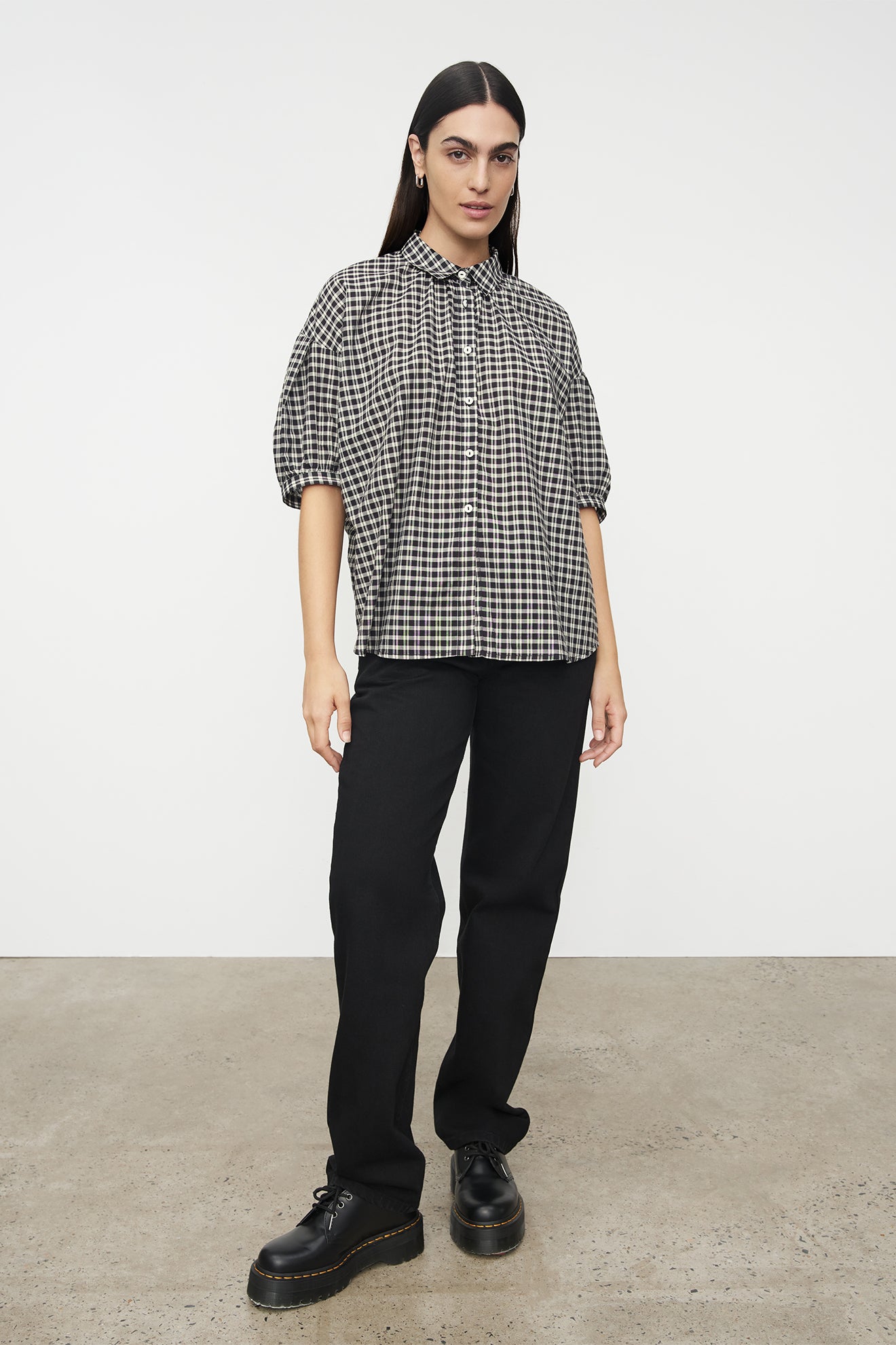 Kowtow Ines Blouse - Monochrome Check