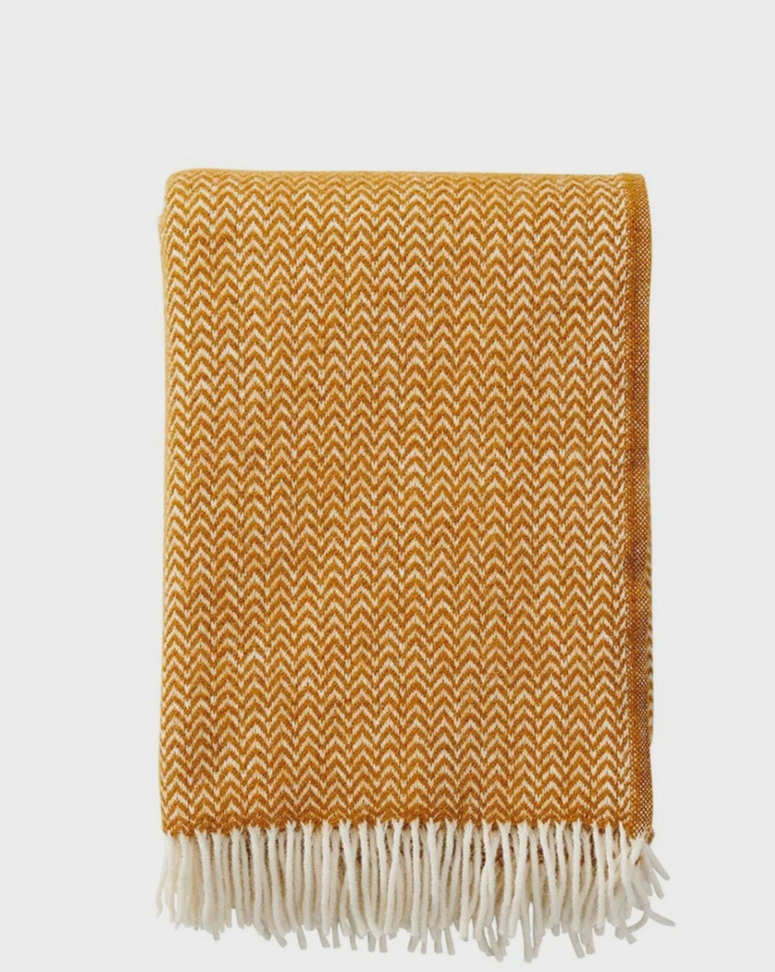 Klippan Chevron Woven Lambswool Blanket - Caramel
