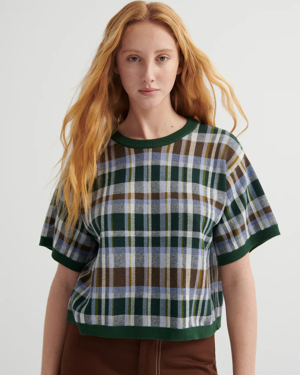 Kowtow Chequered Tee - Forest