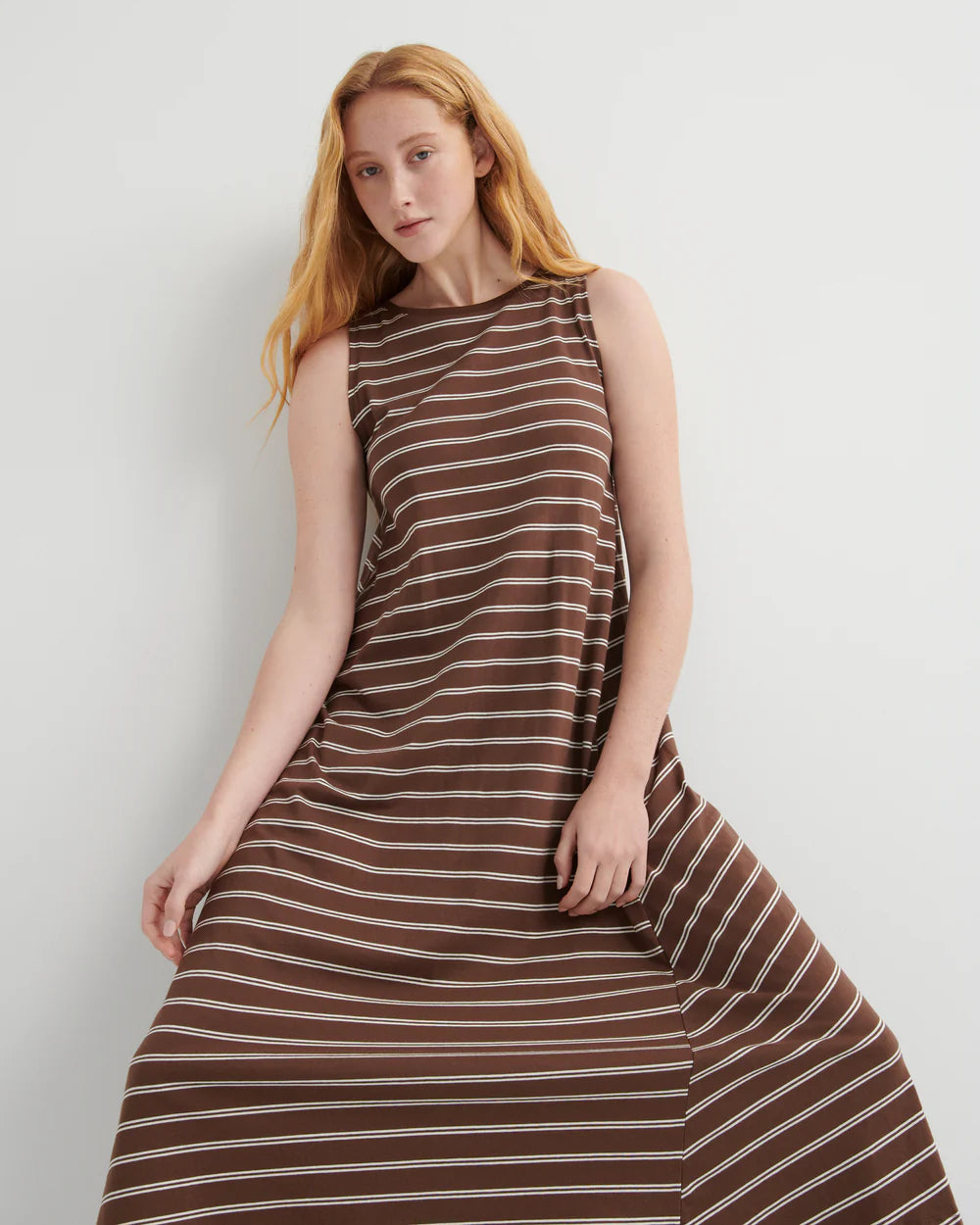 Kowtow Tank Swing Dress - Brown Stripe