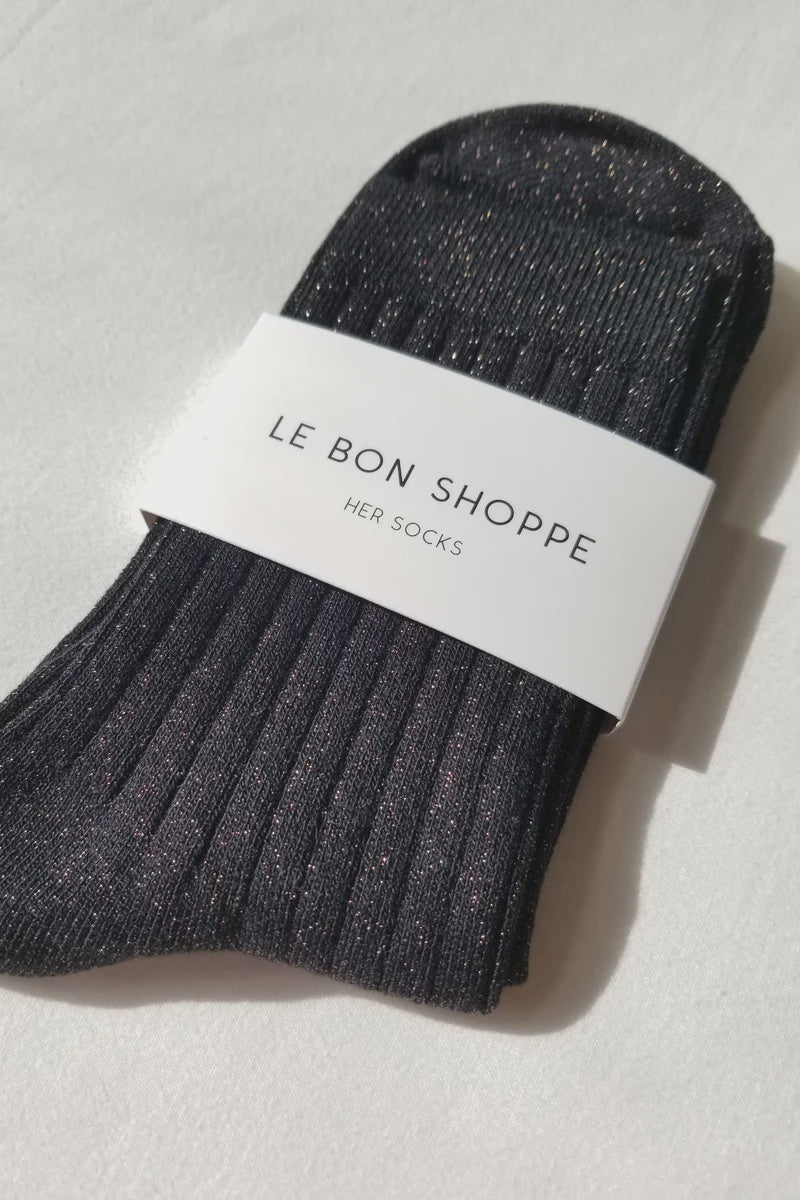 Le Bon Shoppe Her Socks - Copper Black Glitter