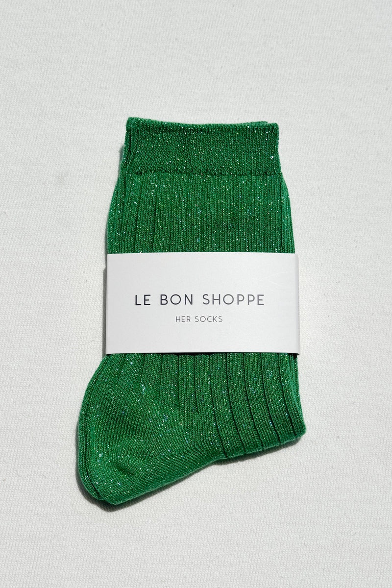 Le Bon Shoppe Her Socks Lurex - Emerald Glitter