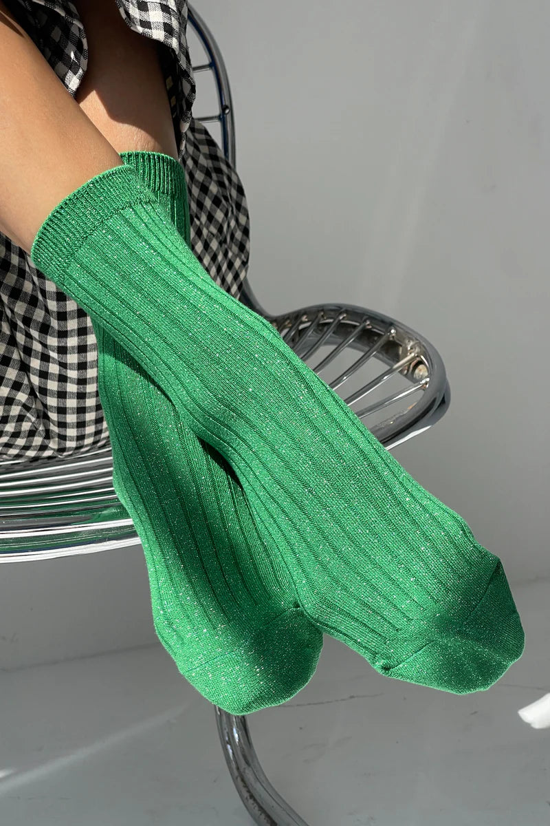 Le Bon Shoppe Her Socks Lurex - Emerald Glitter